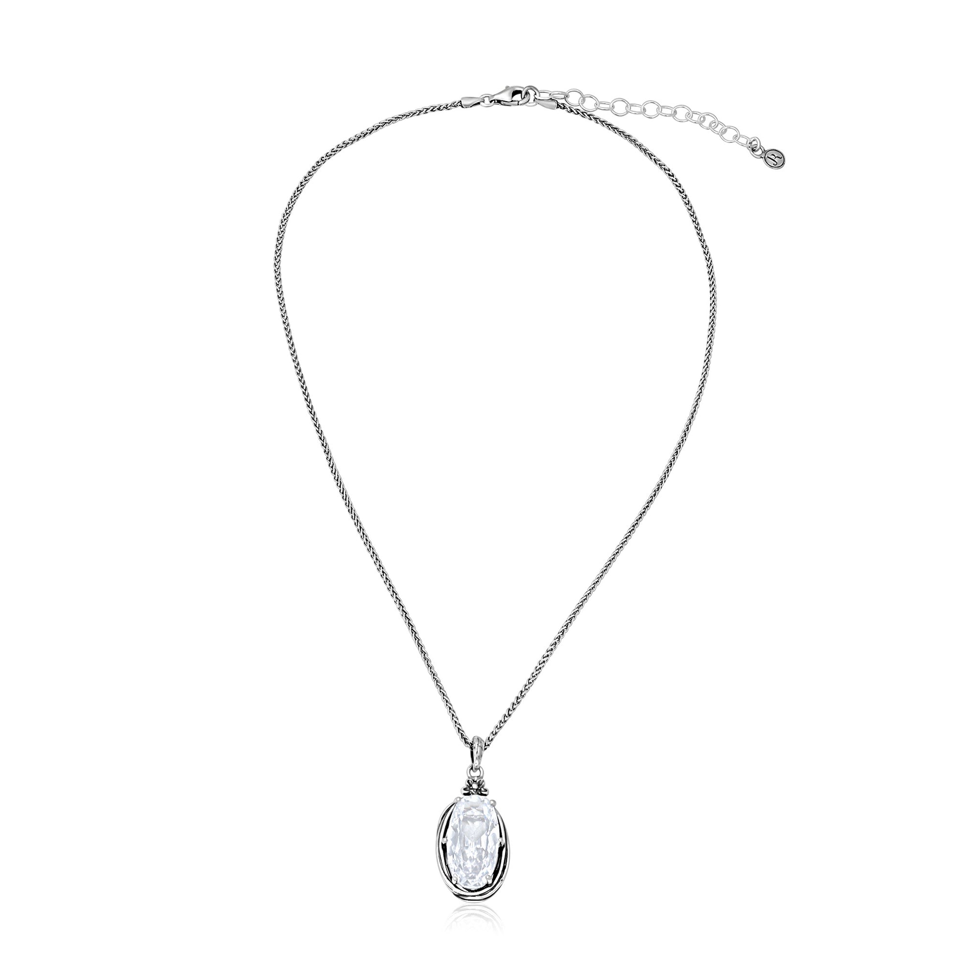 Sterling Silver CZ Floral Wire Wrap Necklace