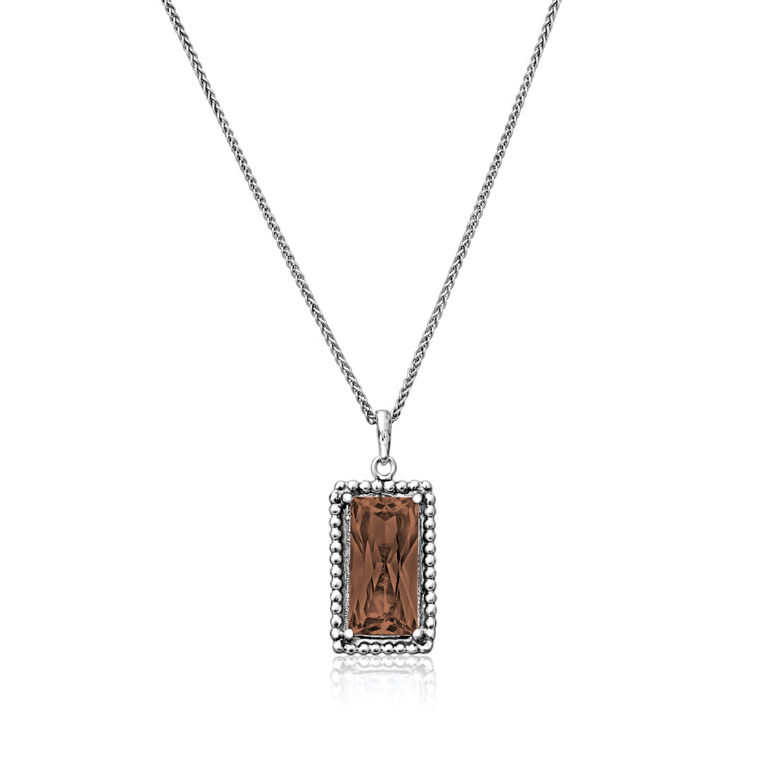 Collana in argento sterling con zirconi cubici fumé