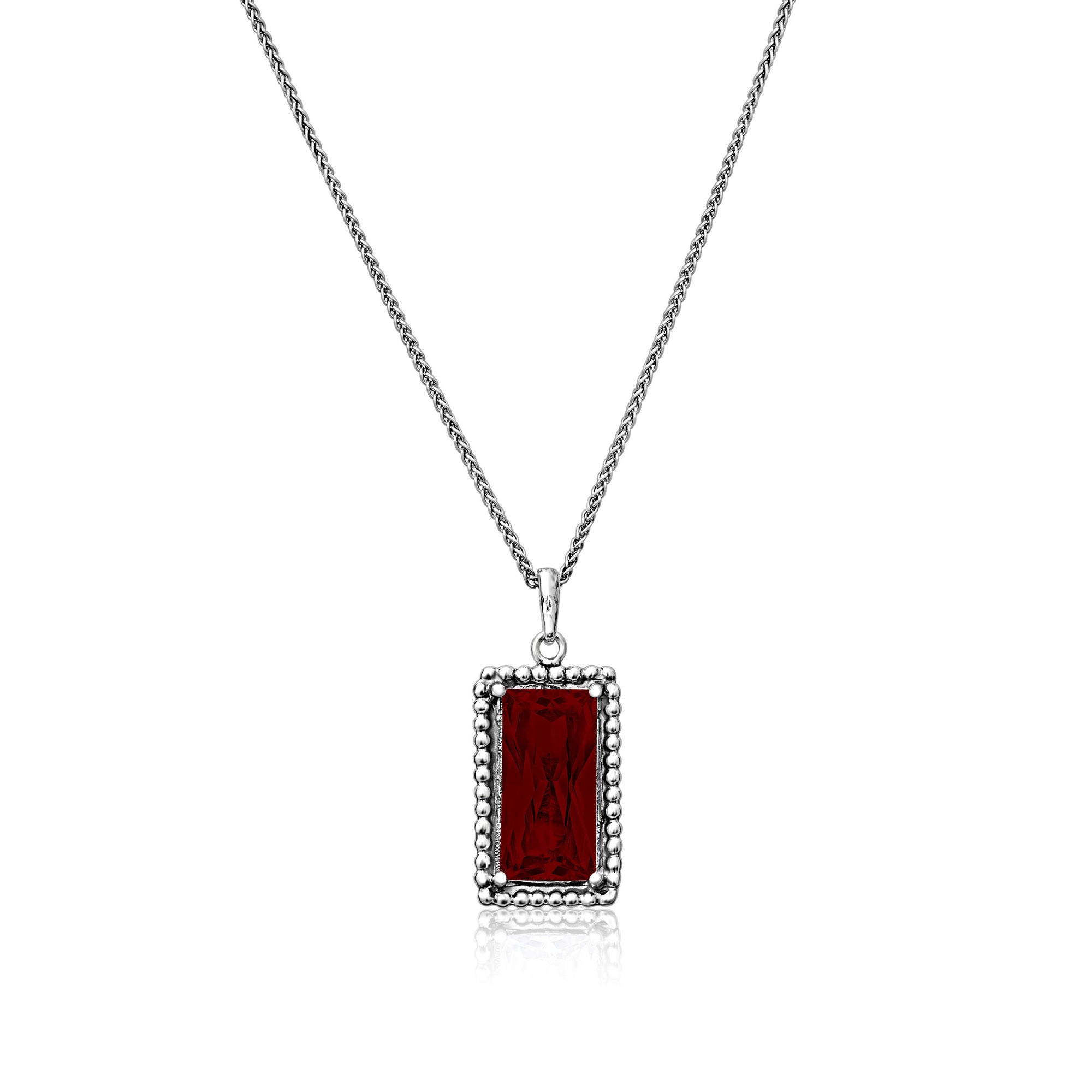 Collana in argento sterling con granato e zirconi cubici