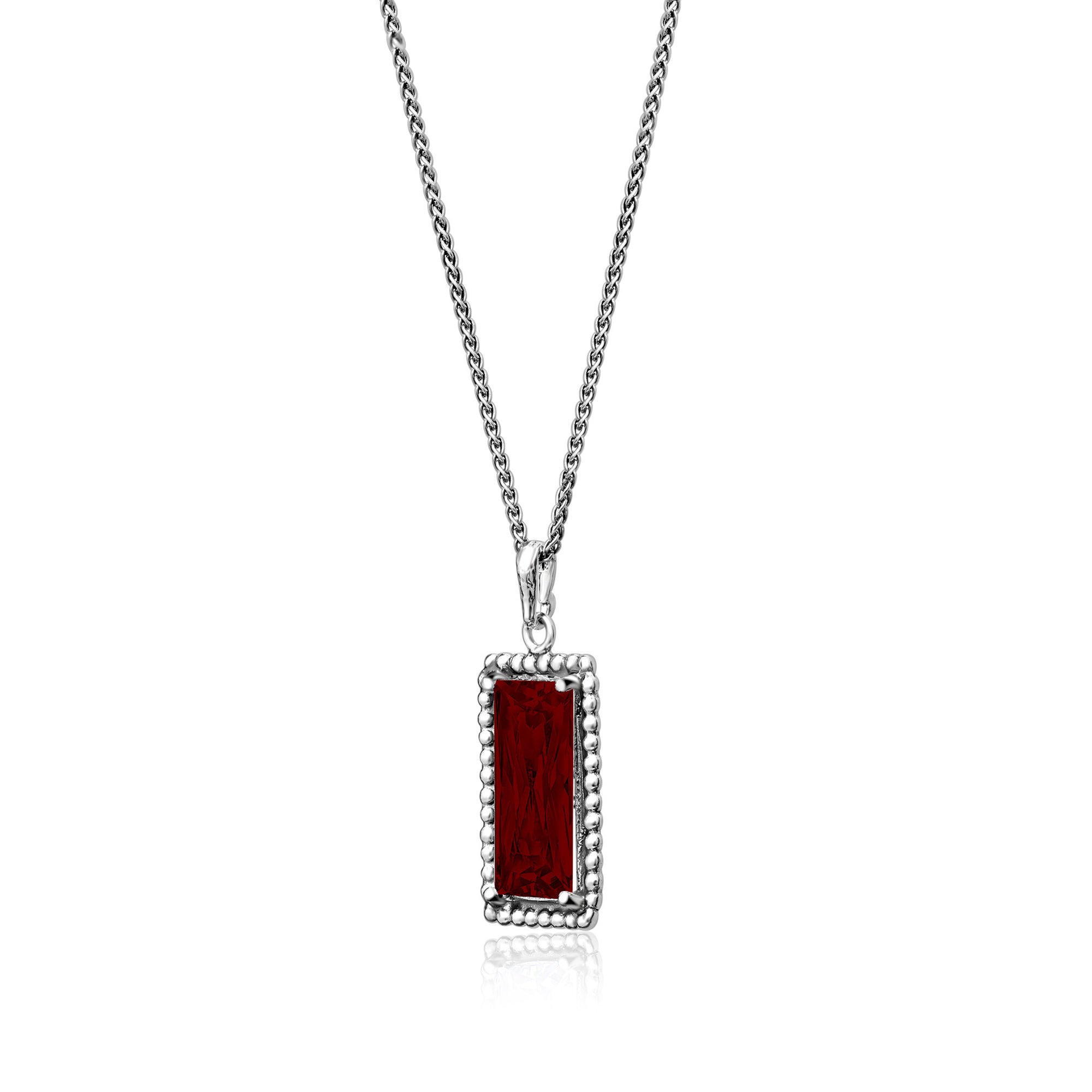 Collana in argento sterling con granato e zirconi cubici