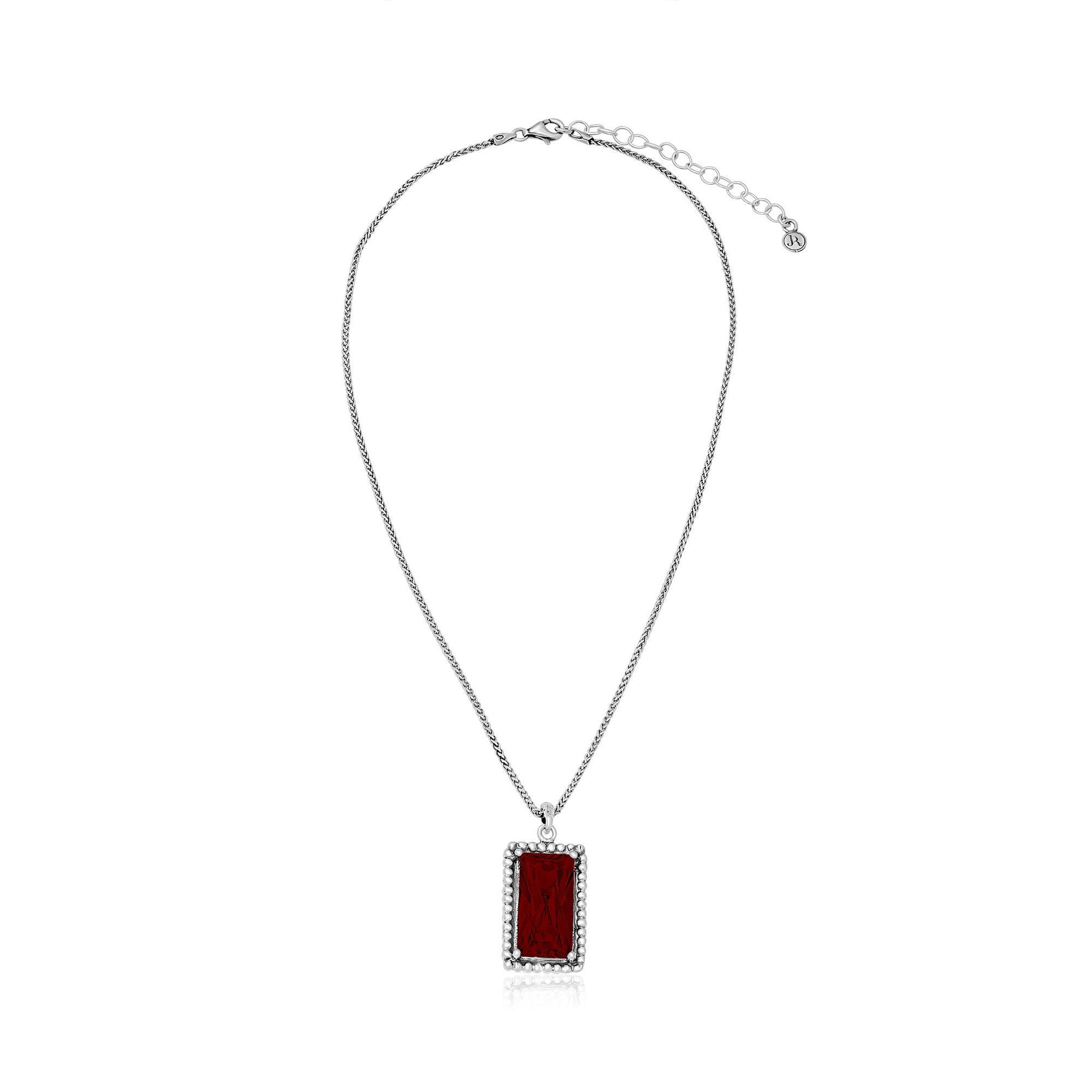 Collana in argento sterling con granato e zirconi cubici