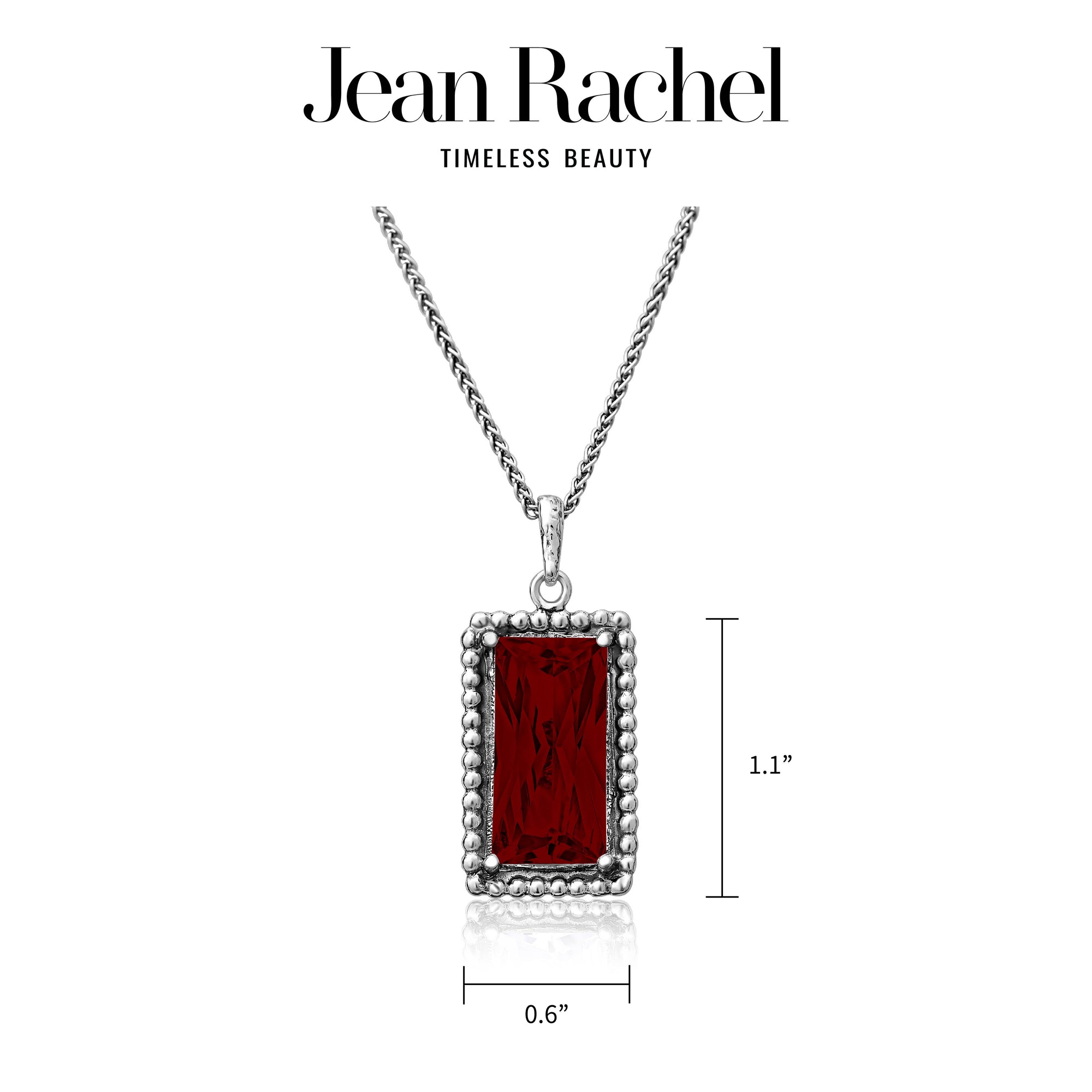 Collana in argento sterling con granato e zirconi cubici
