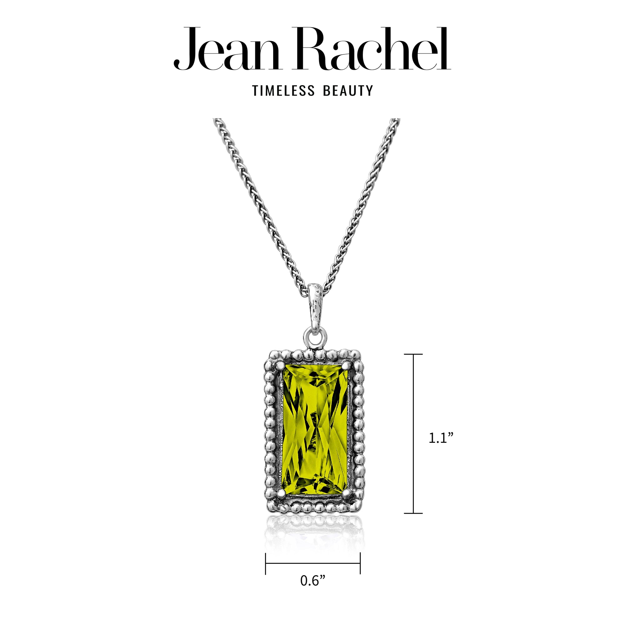 Sterling Silver Peridot CZ Baguette Necklace