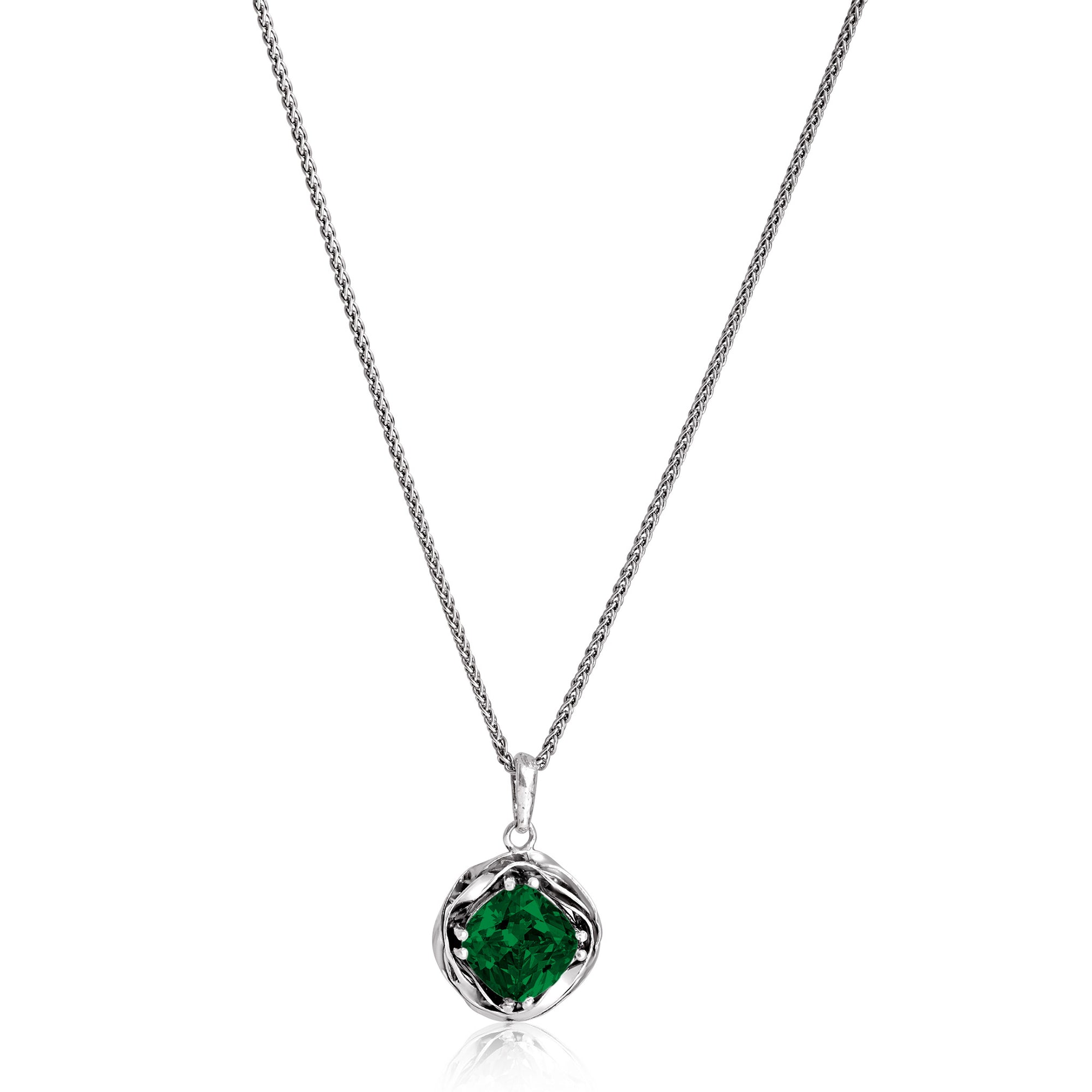 Statement Sterling Silver Emerald CZ Wrap Necklace