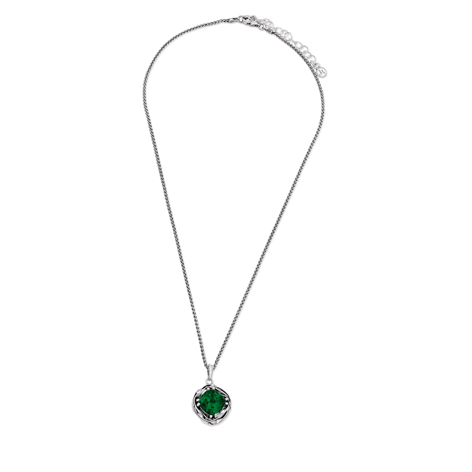 Statement Sterling Silver Emerald CZ Wrap Necklace