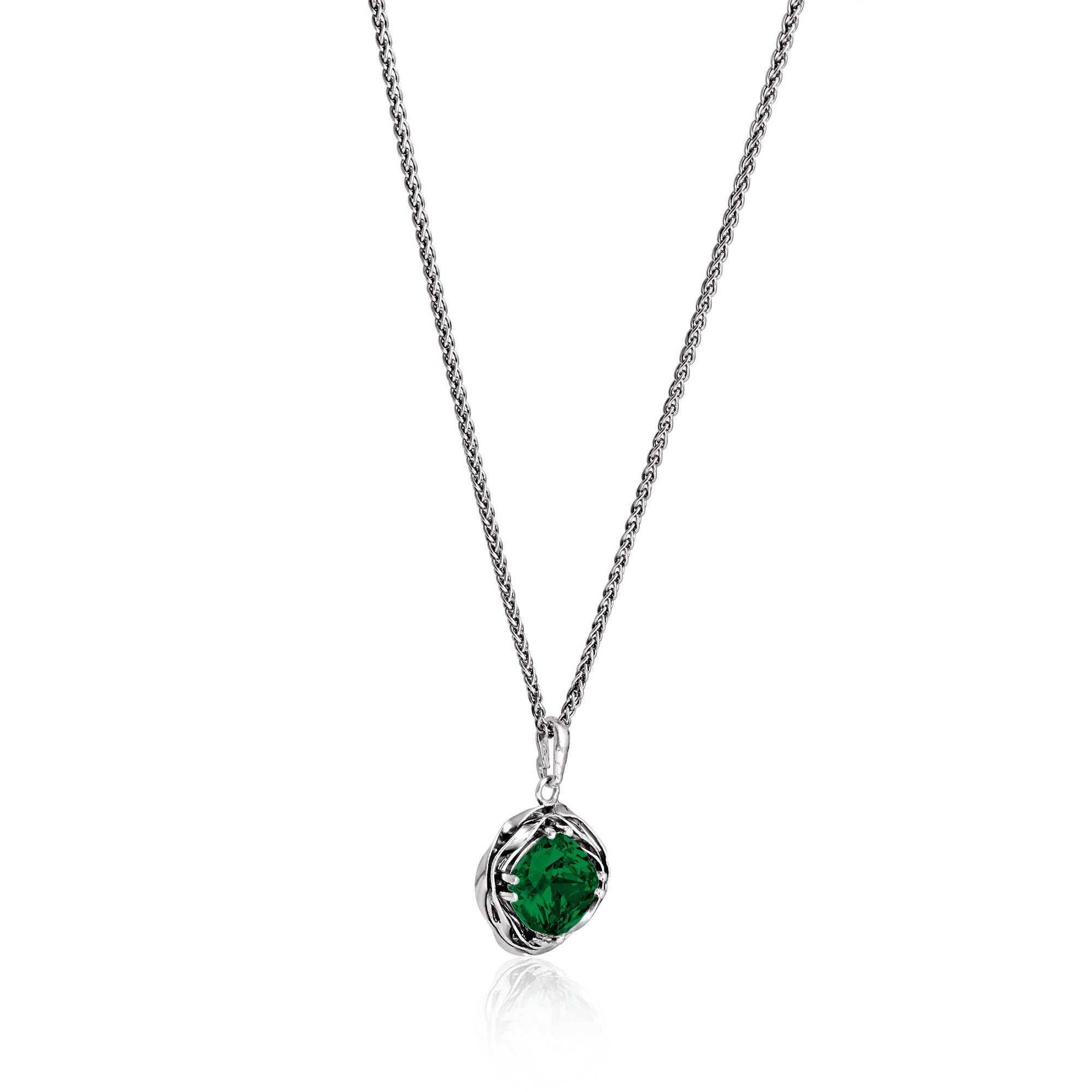 Statement Sterling Silver Emerald CZ Wrap Necklace