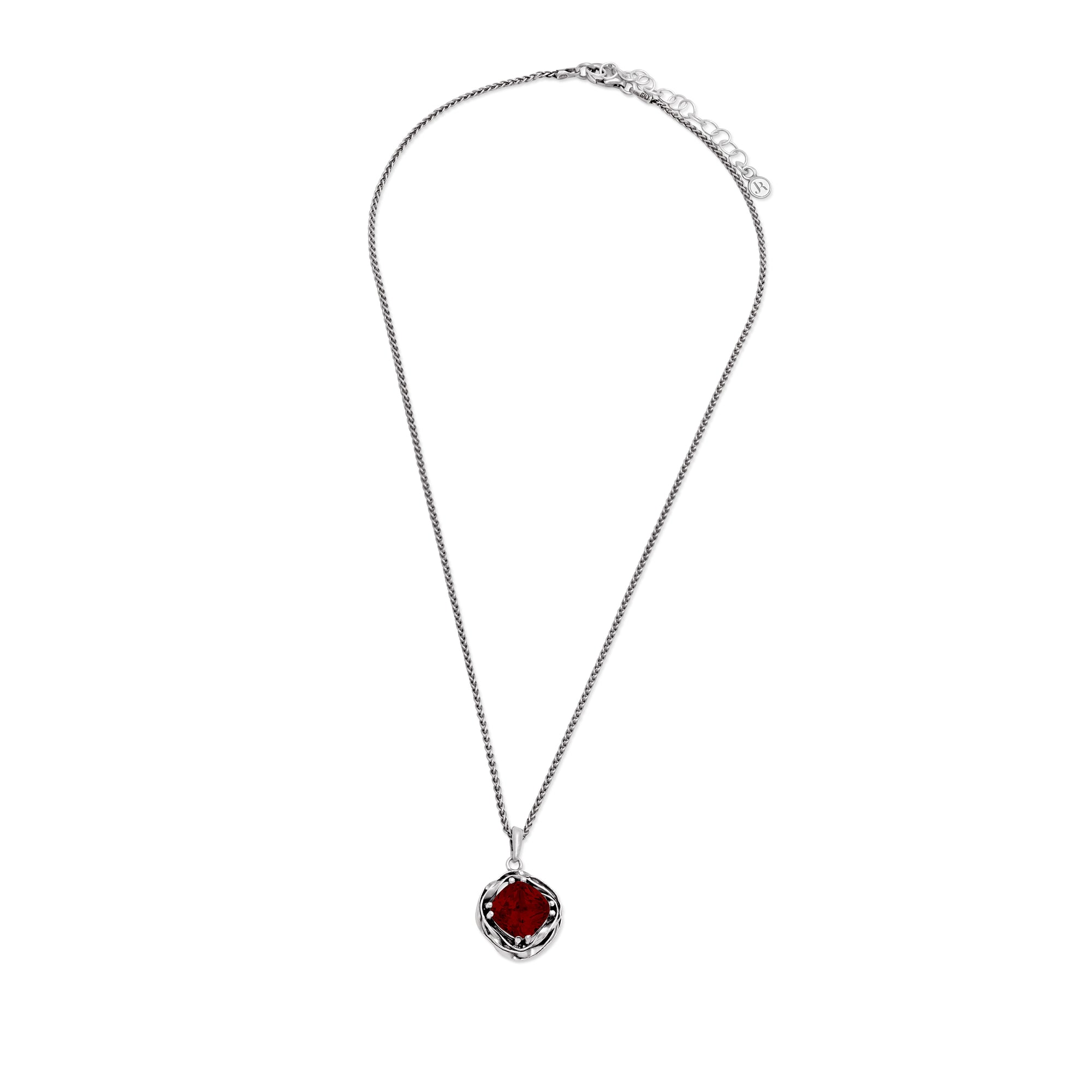 Statement Sterling Silver Garnet CZ Wrap Necklace