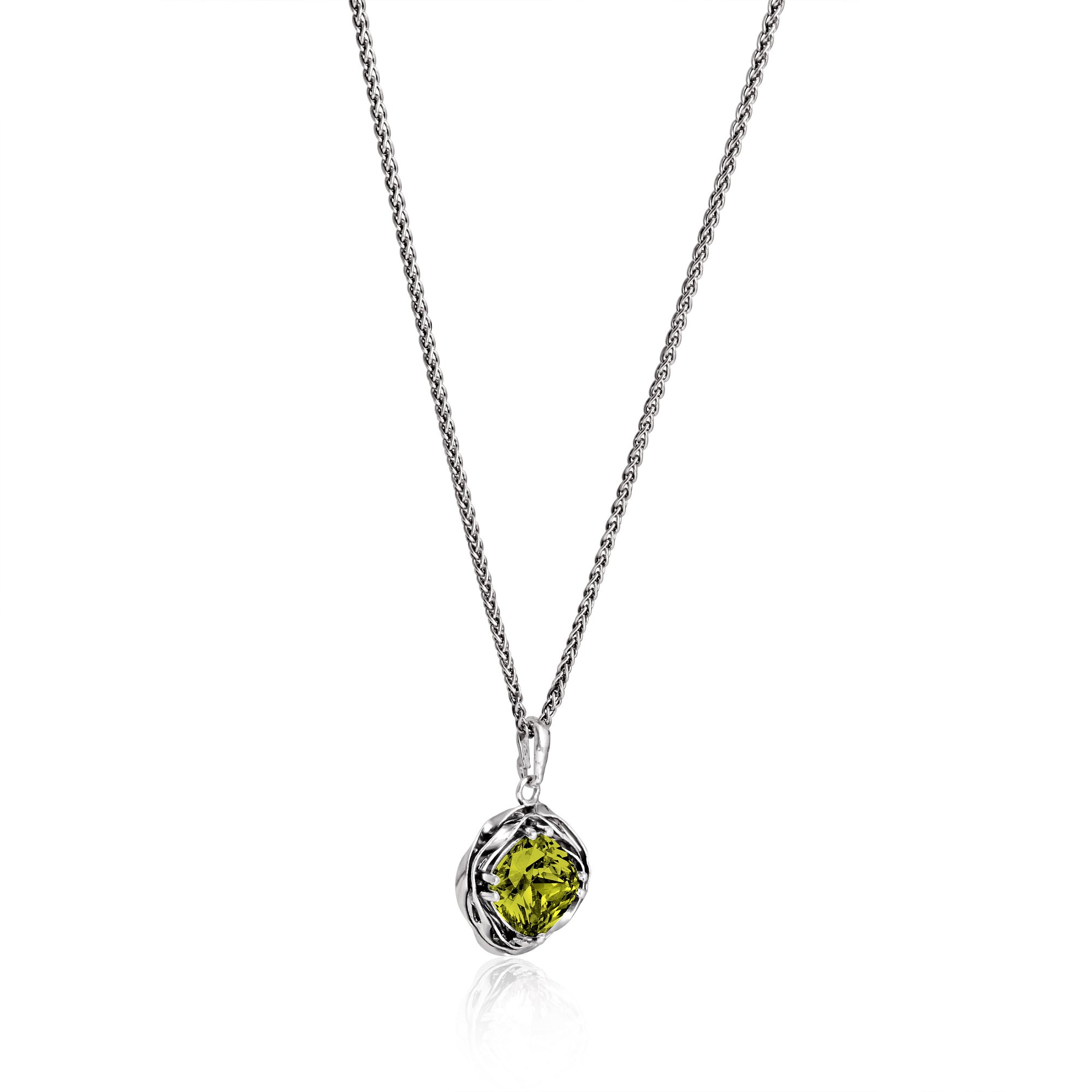 Collana con ciondolo in argento sterling, peridoto e zirconi cubici