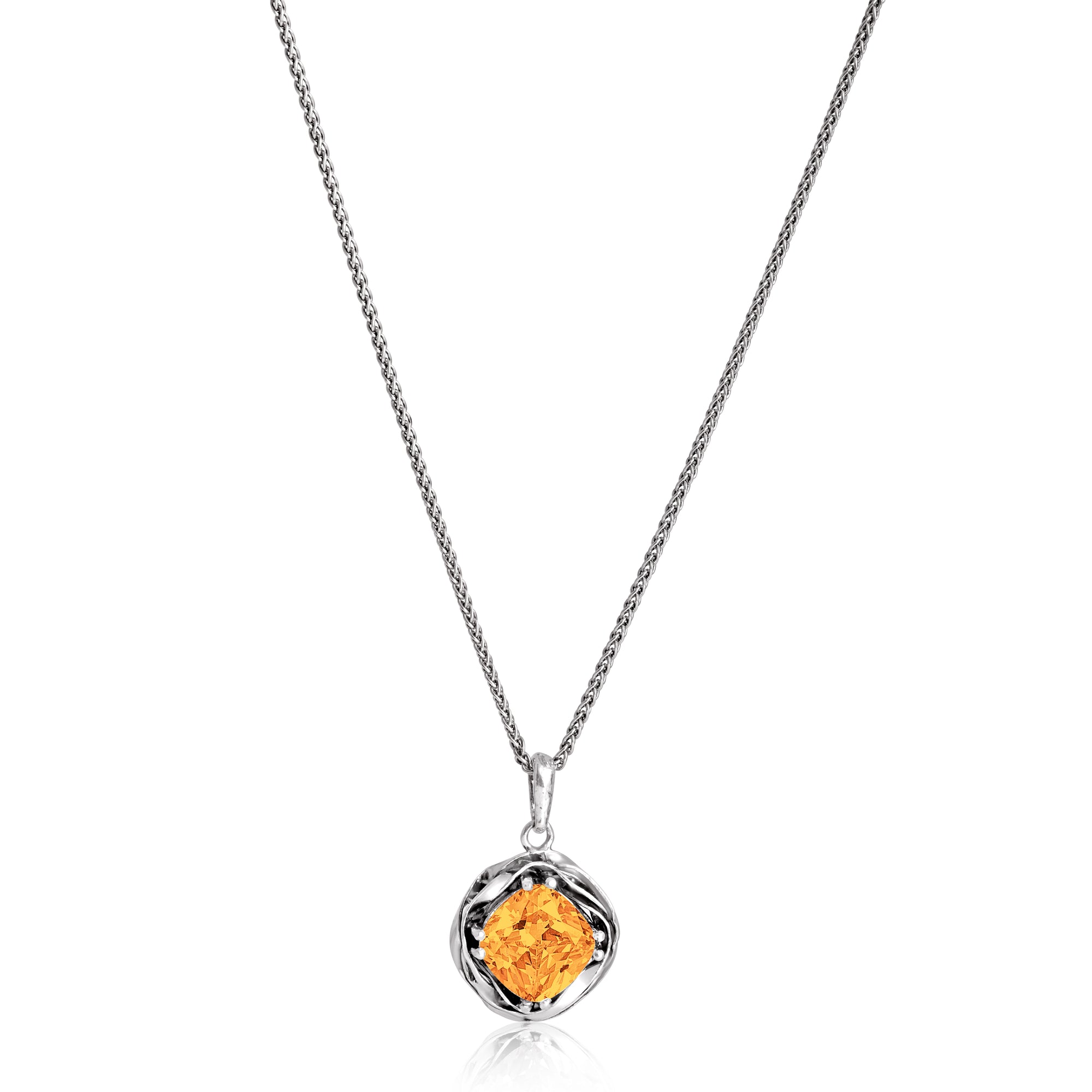 Collana con ciondolo in argento sterling con citrino e zirconi cubici