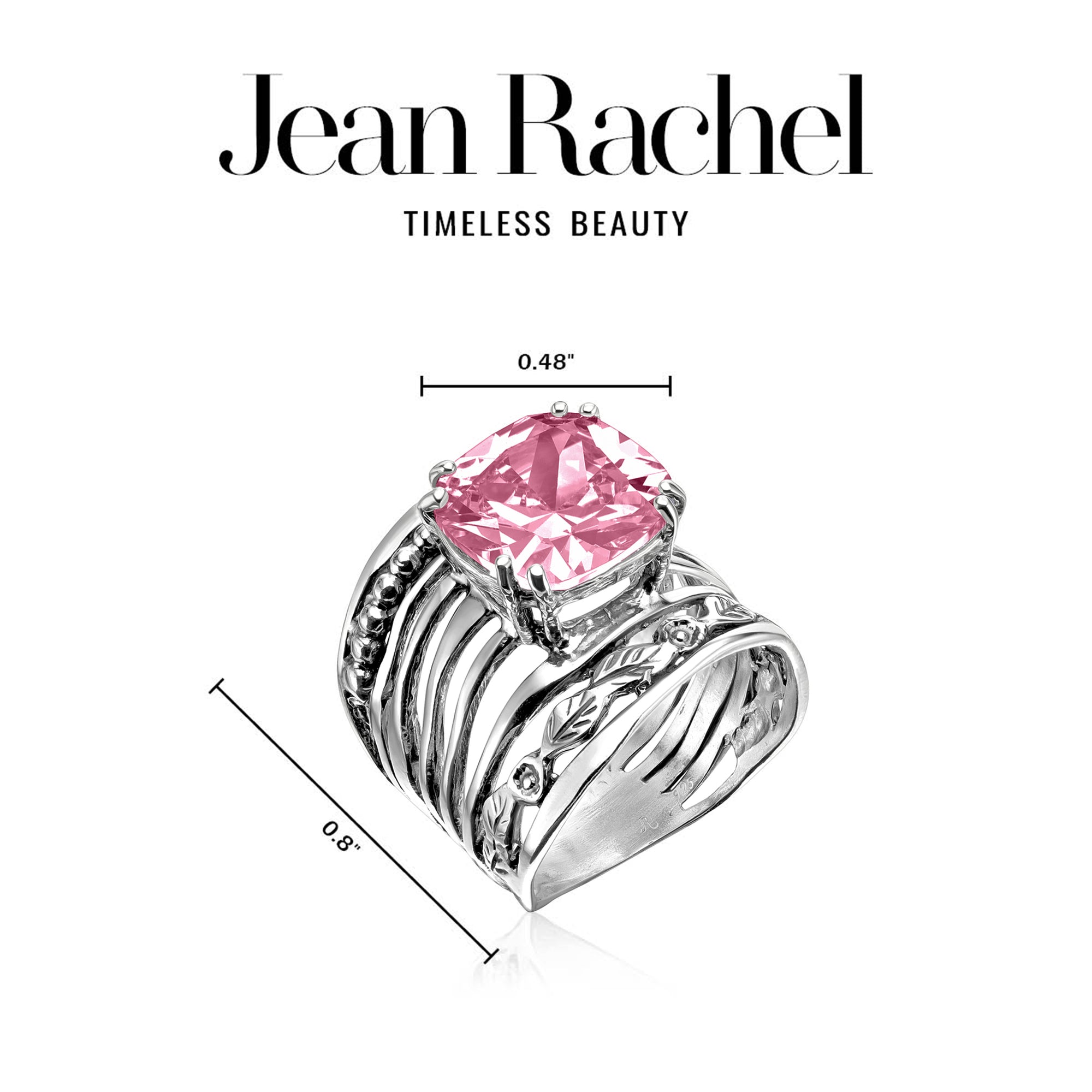 Anello floreale in argento sterling con zirconia cubica rosa