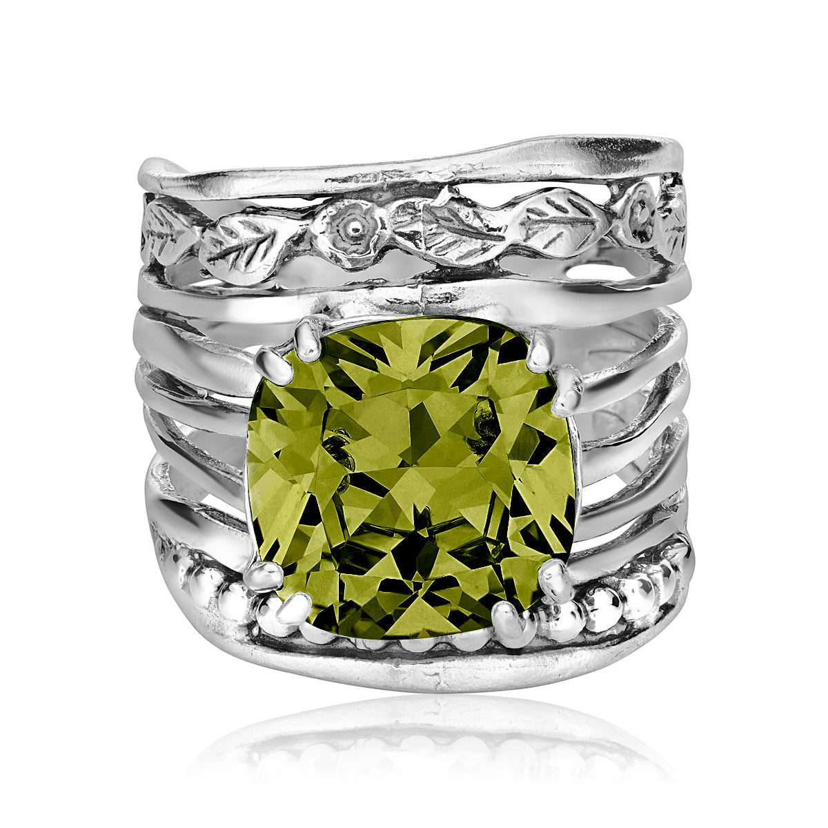Aquamarine Natural Gemstone RingSilver Band Ring925-Sterling