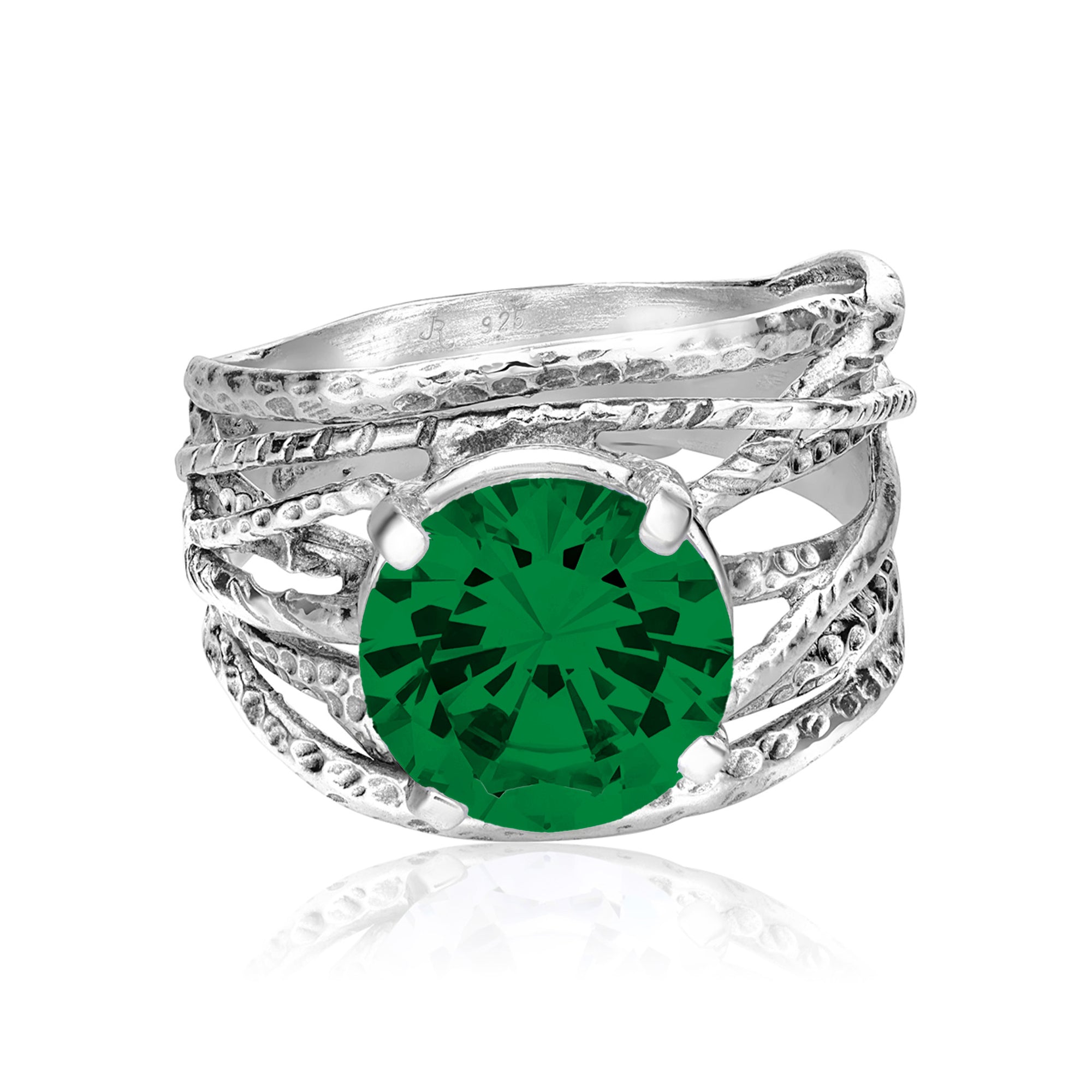 Sterling Silver Emerald CZ Wrap Ring
