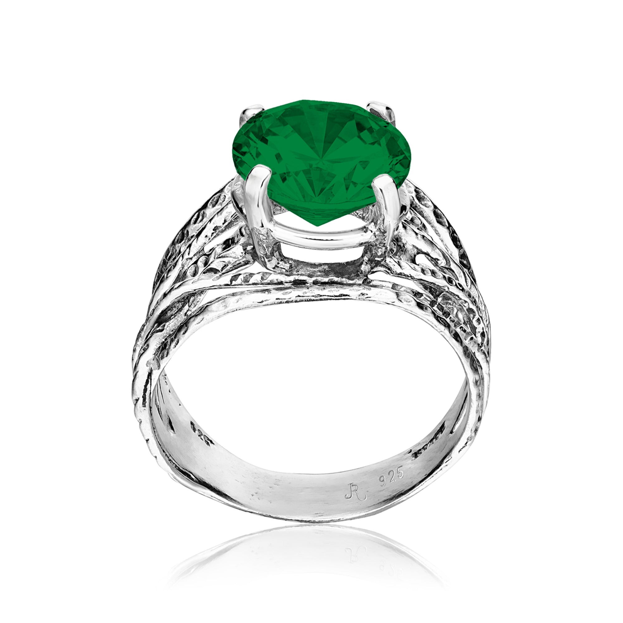 Sterling Silver Emerald CZ Wrap Ring