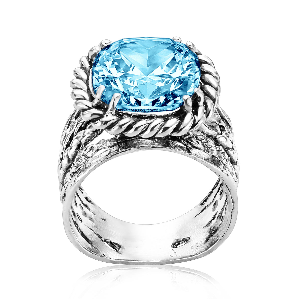 Sterling Silber CZ Geflochtener Blattring