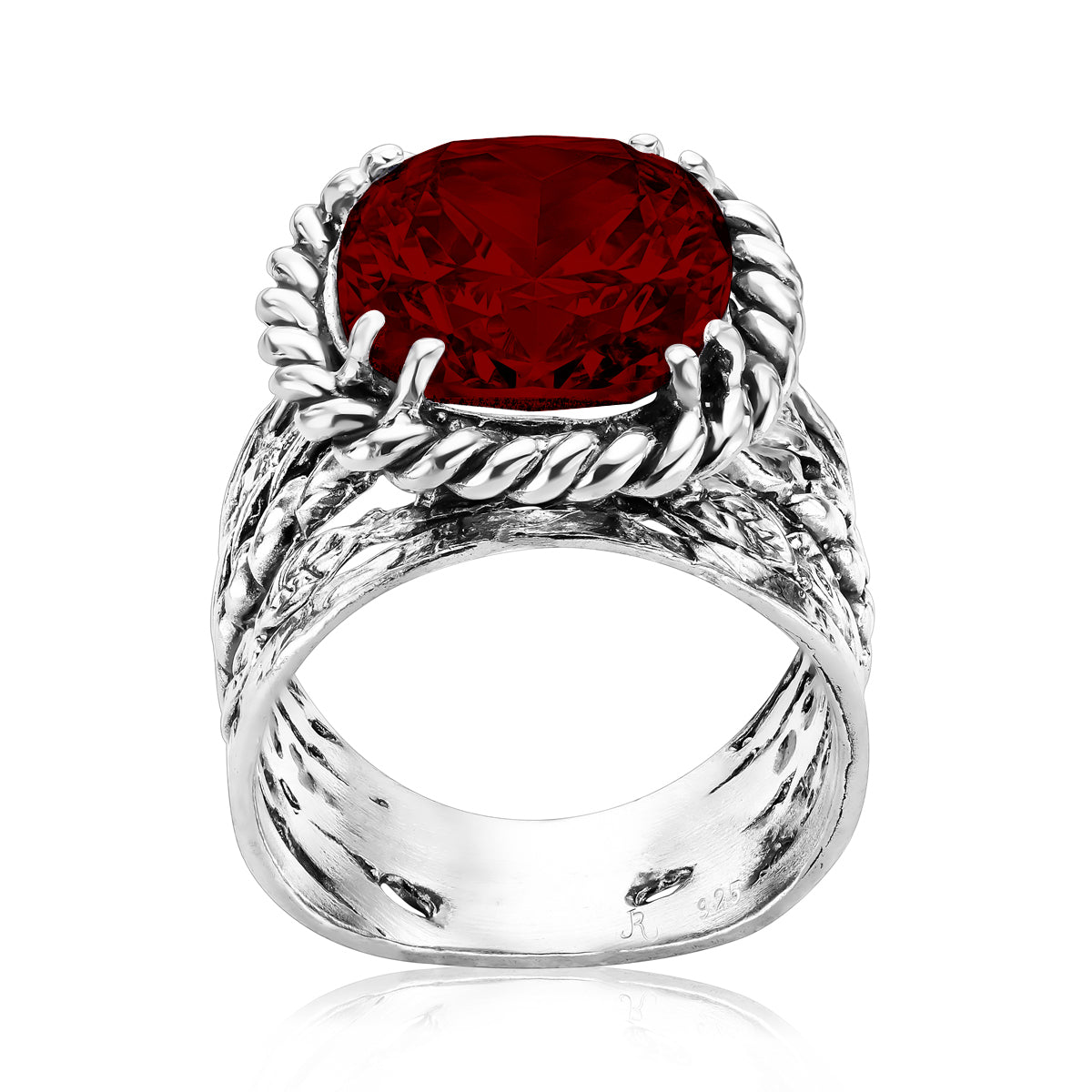 Sterling Silber CZ Geflochtener Blattring