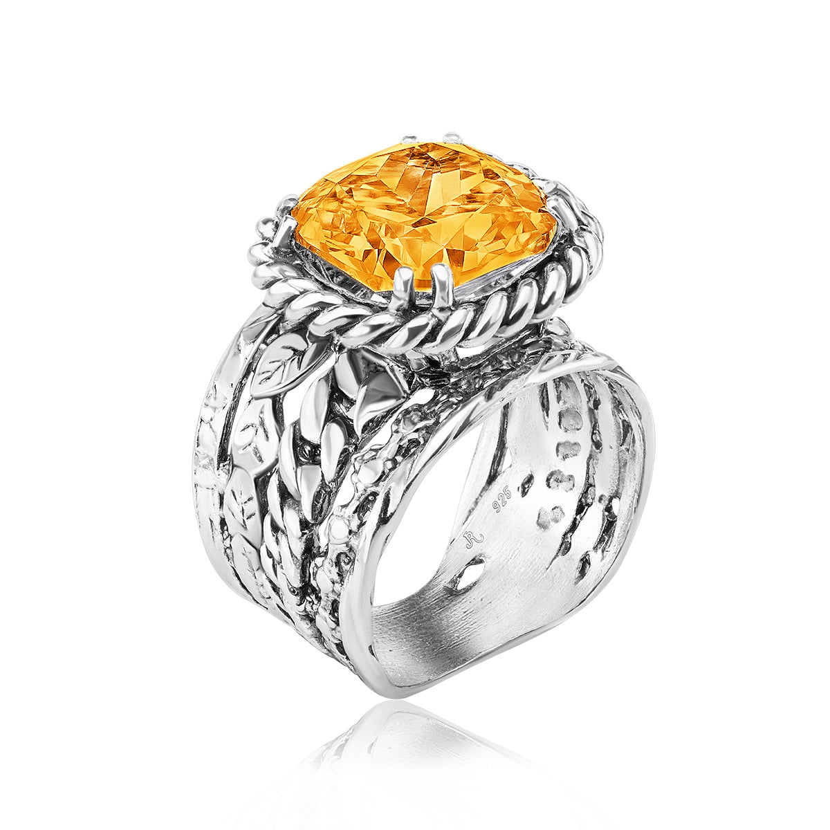 Sterling Silver Citrine CZ Braid Leaf Ring – Jean Rachel Jewelry