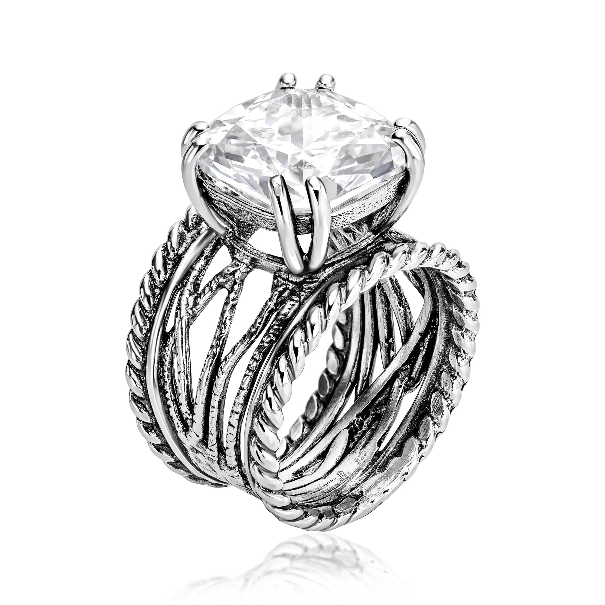 Sterling Silber Seil Wickelring CZ