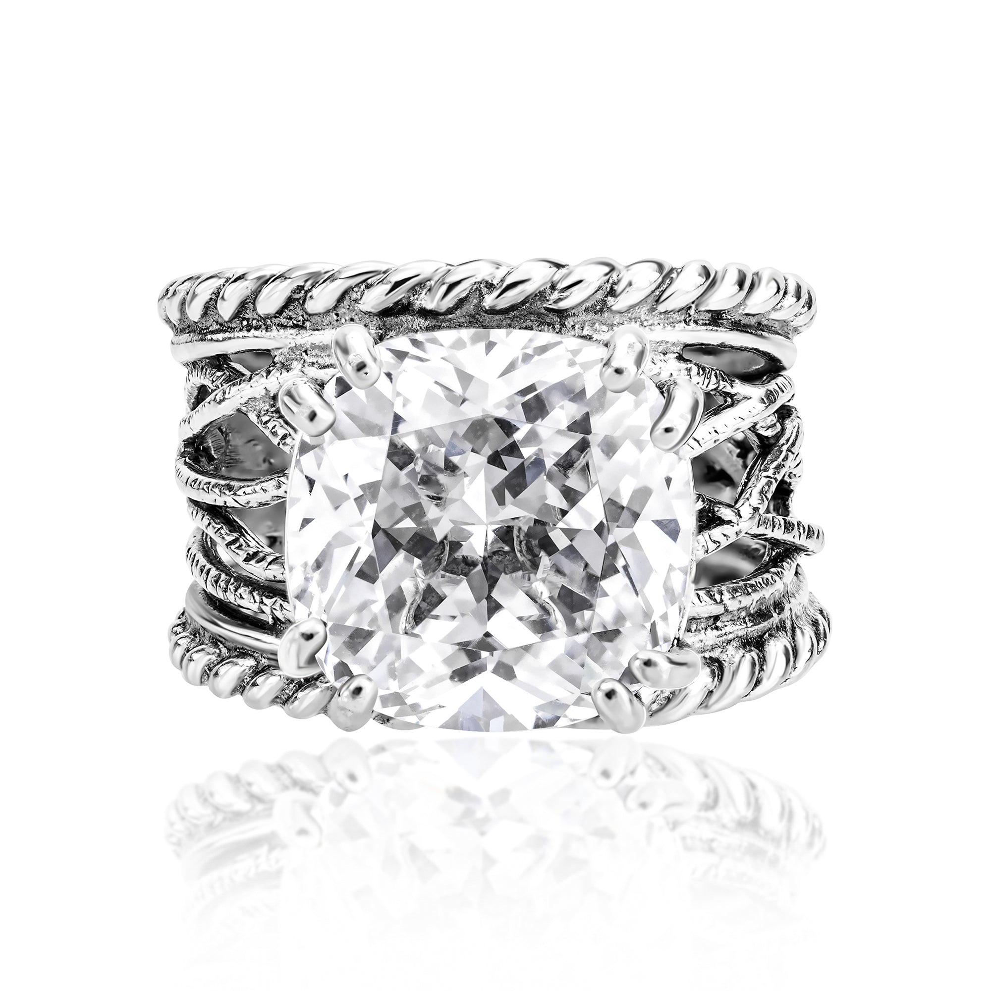 Sterling Silber Seil Wickelring CZ