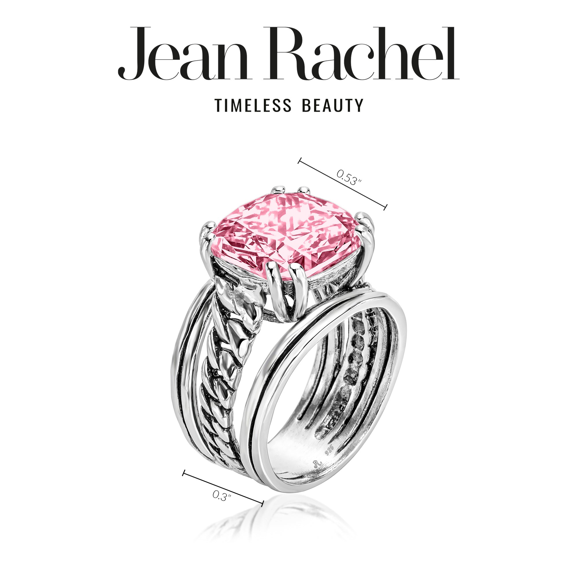 Anello a catena con zirconi rosa in argento sterling