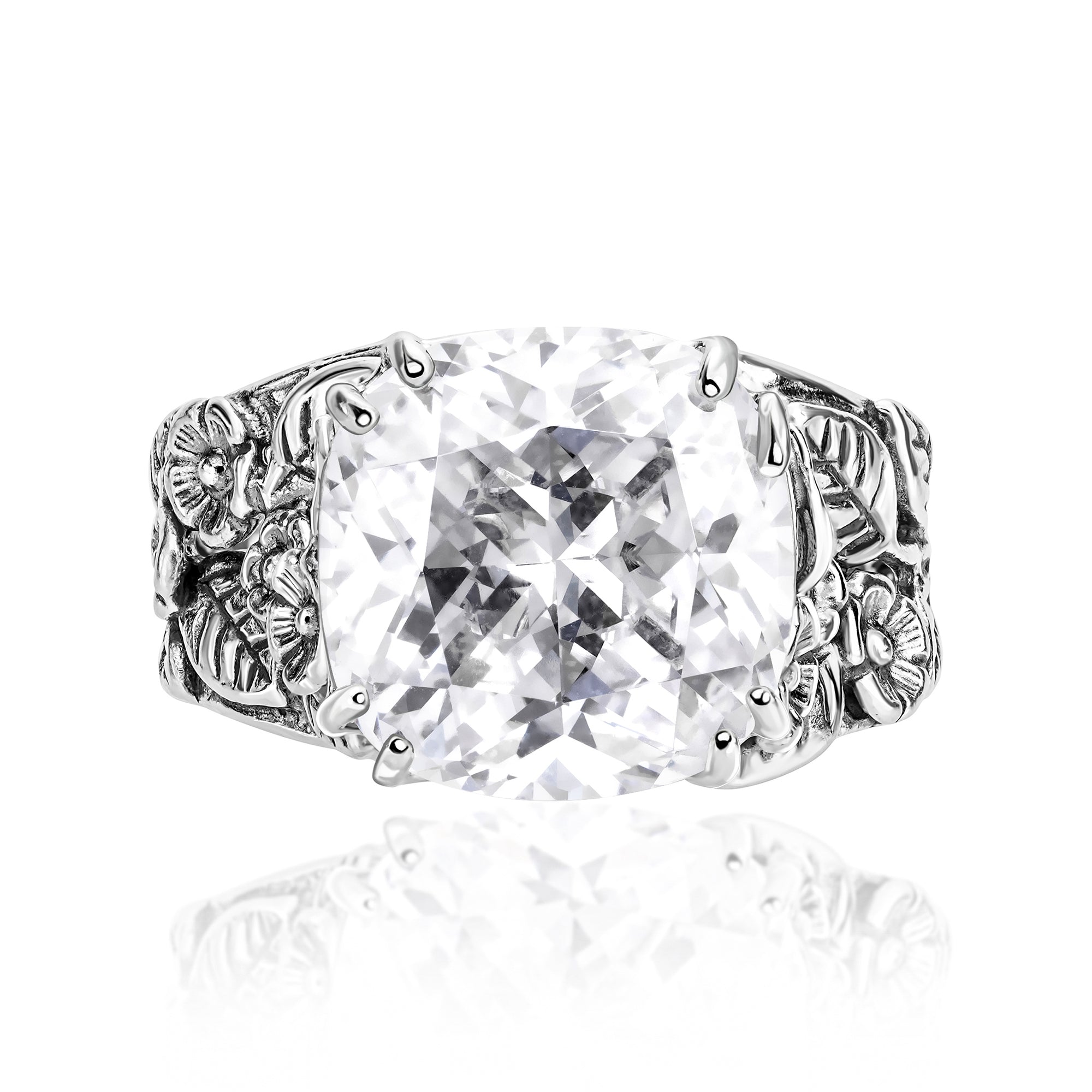 Anello in argento sterling con foglia CZ
