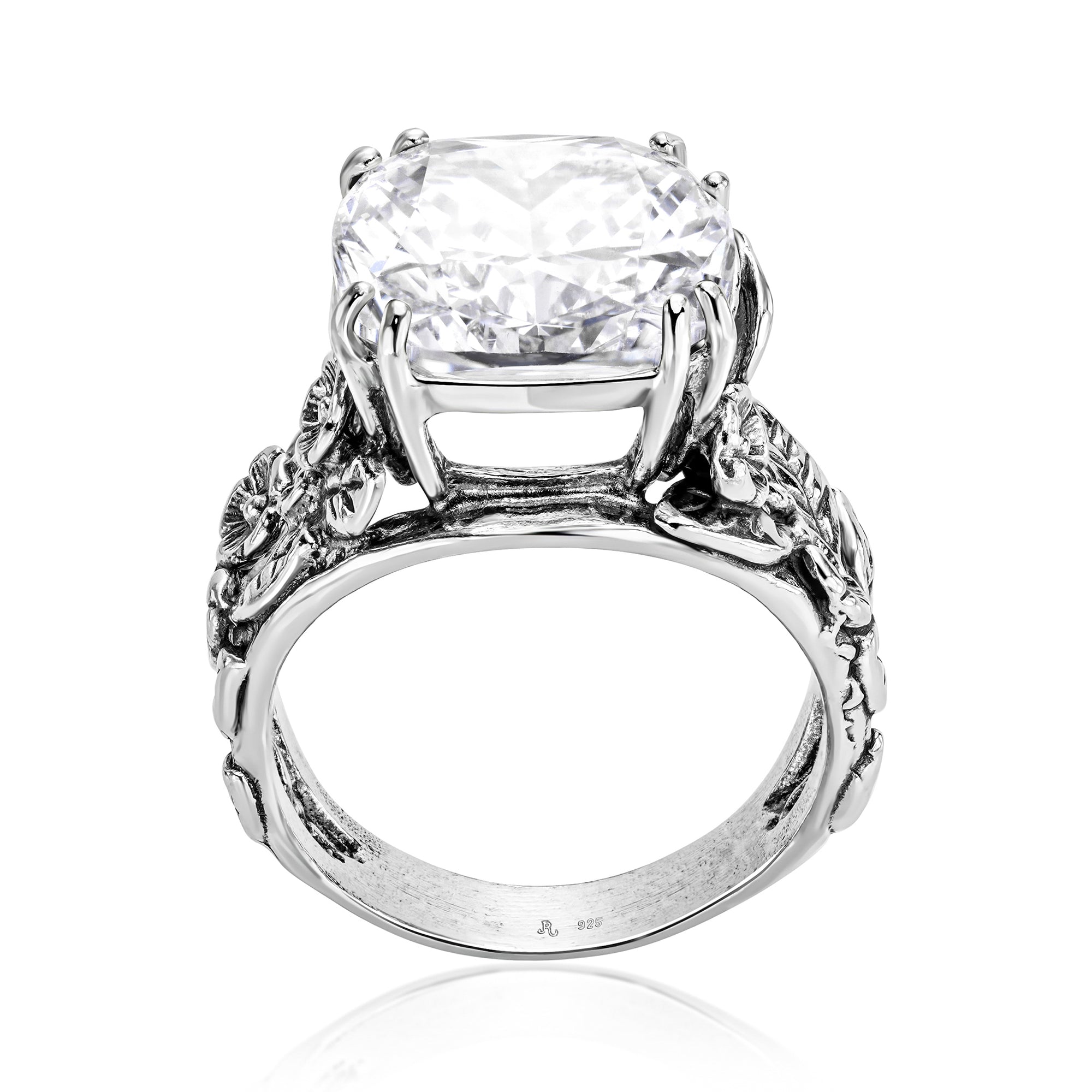 Anello in argento sterling con foglia CZ