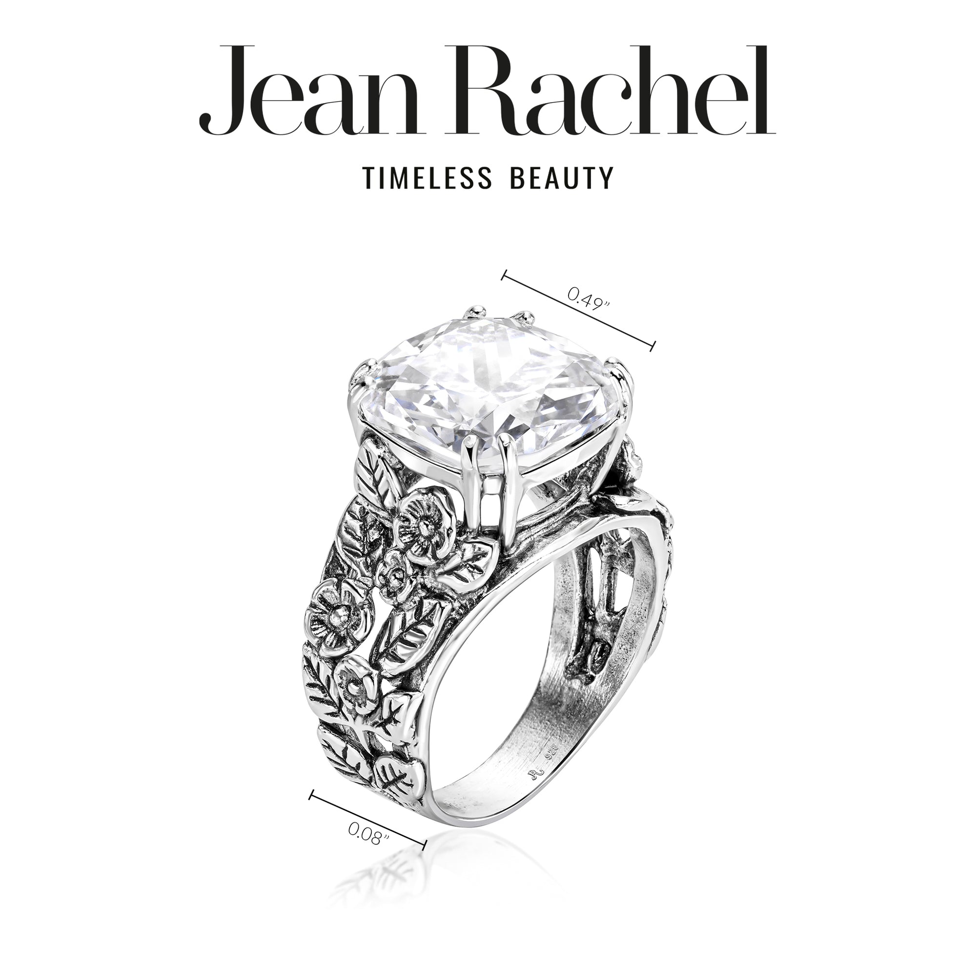 Anello in argento sterling con foglia CZ