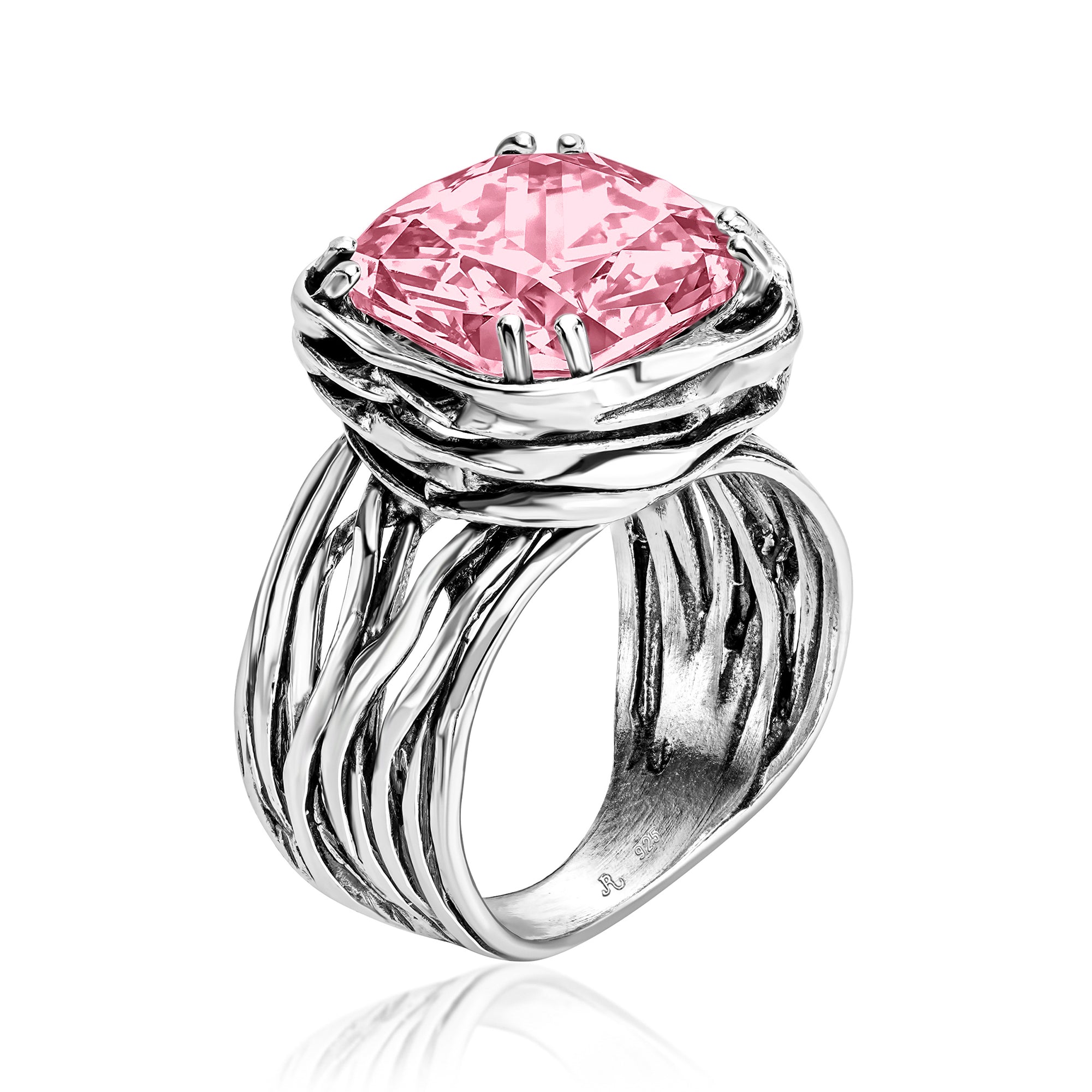 Anello avvolgente in argento sterling con zirconi rosa