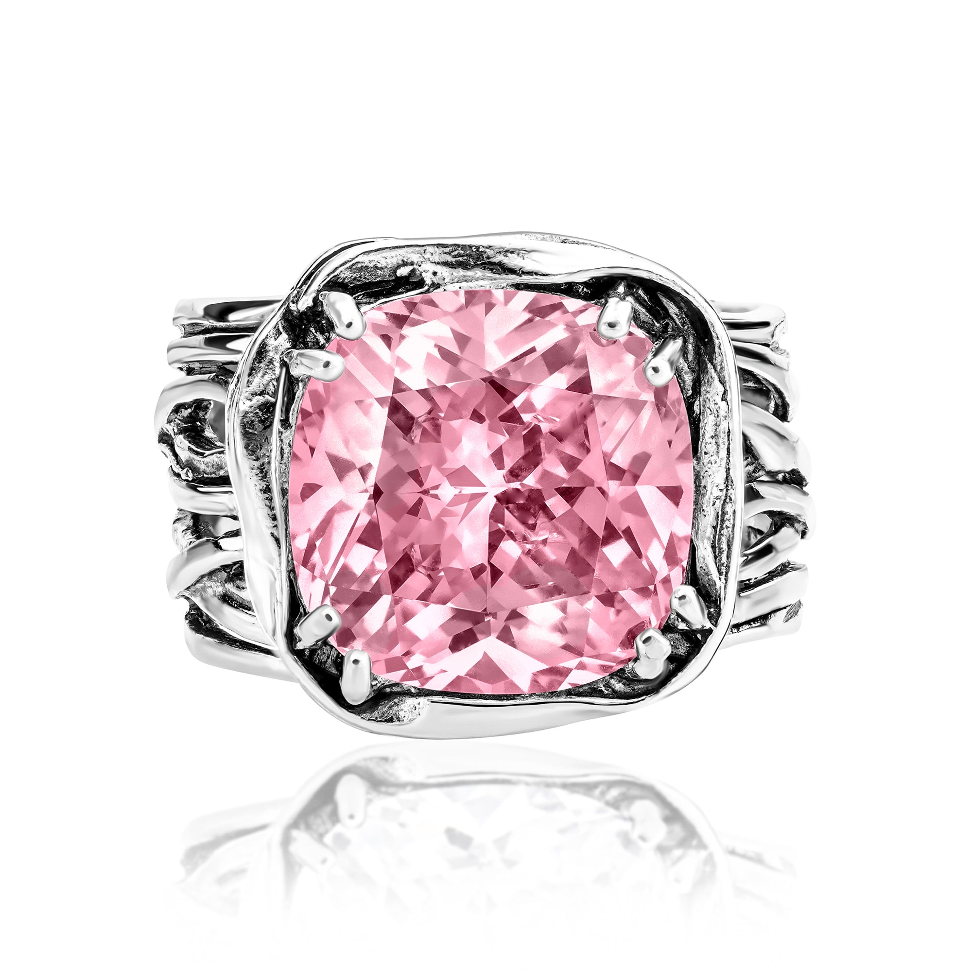Anello avvolgente in argento sterling con zirconi rosa
