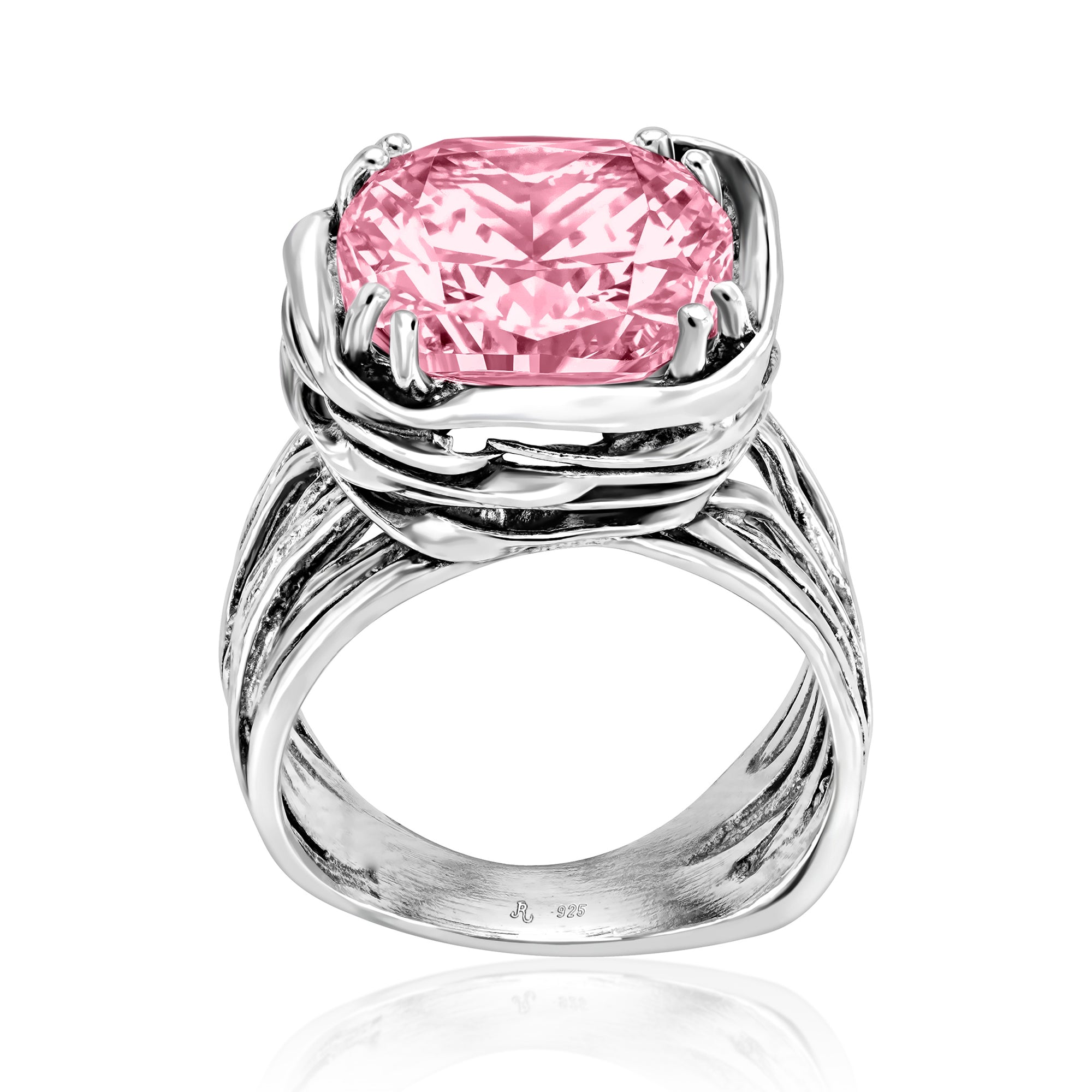 Anello avvolgente in argento sterling con zirconi rosa