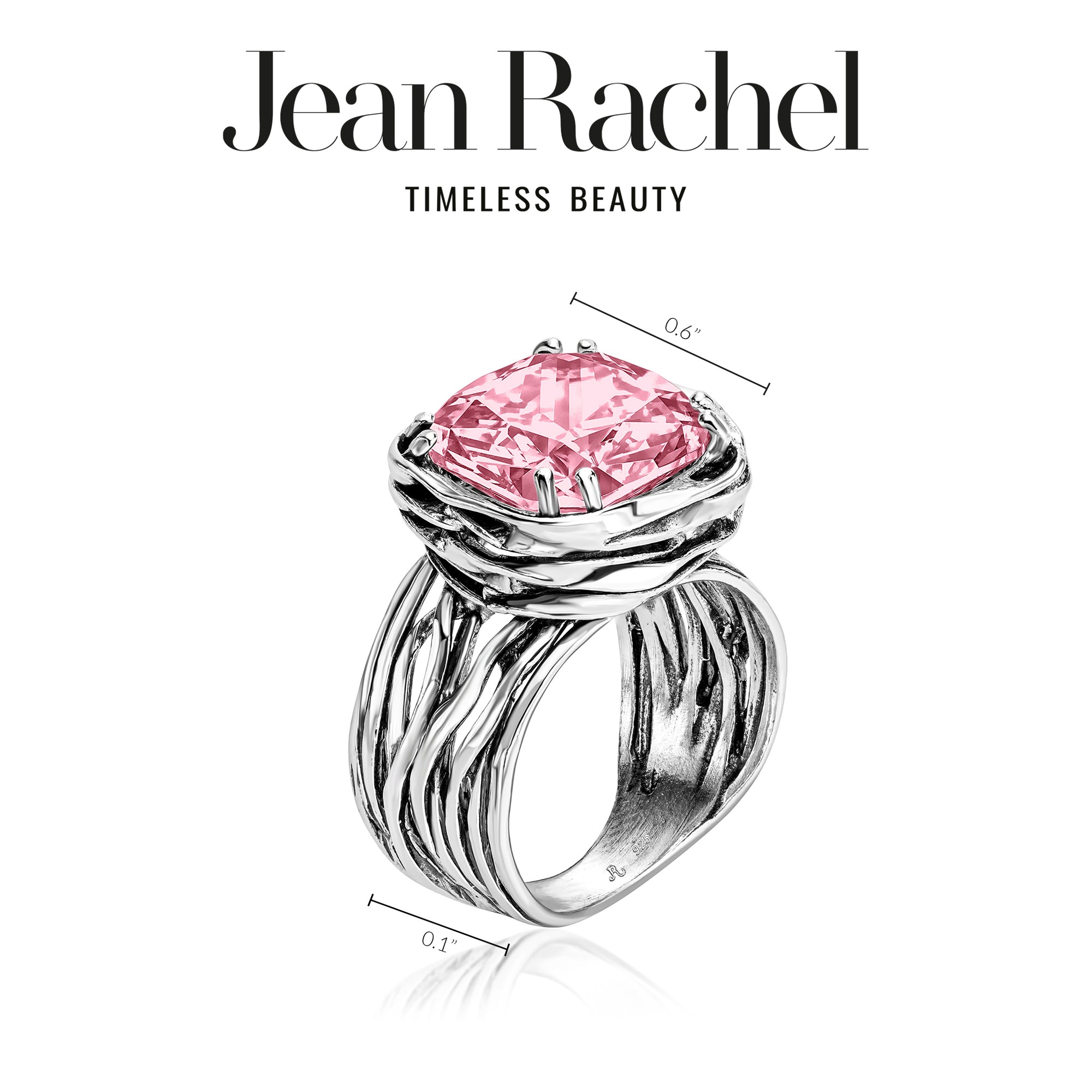 Anello avvolgente in argento sterling con zirconi rosa