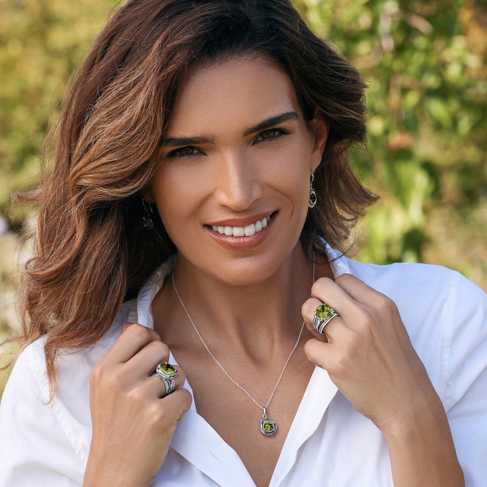 Statement Sterling Silver Peridot CZ Wrap Ring