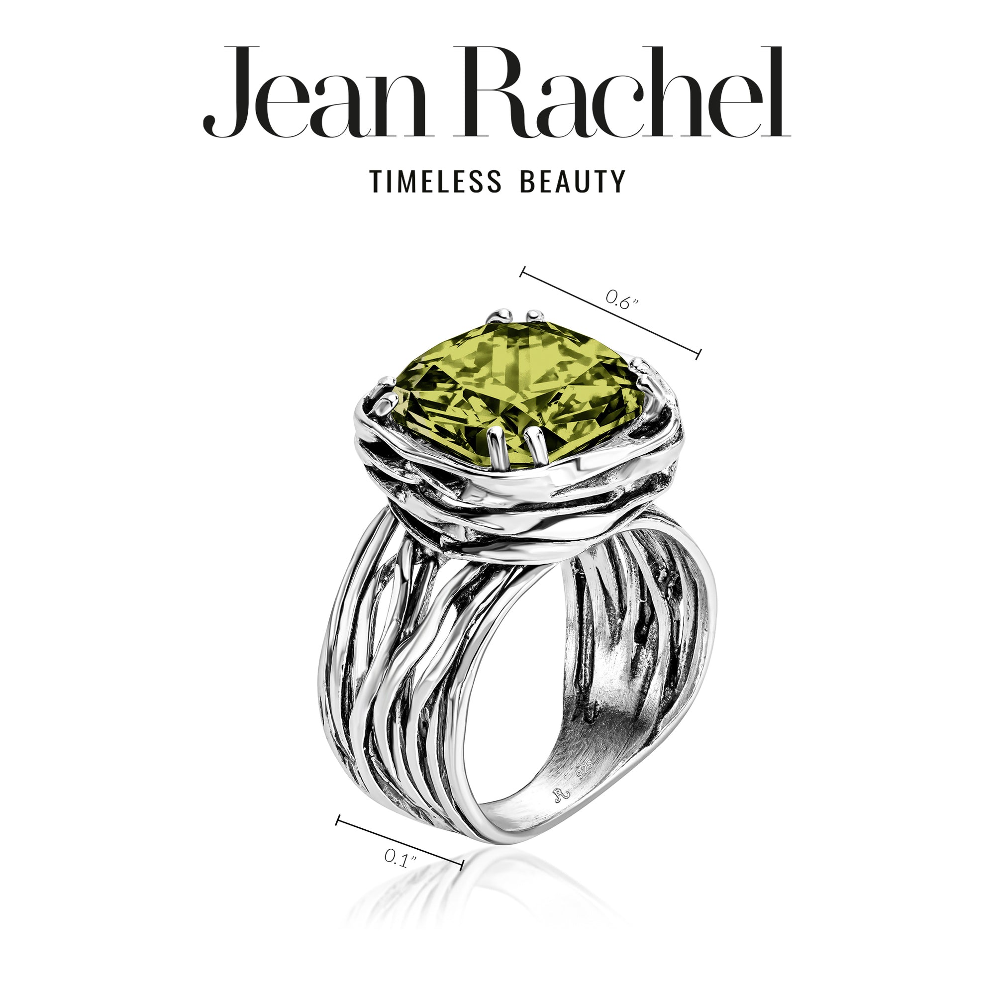 Statement Sterling Silver Peridot CZ Wrap Ring