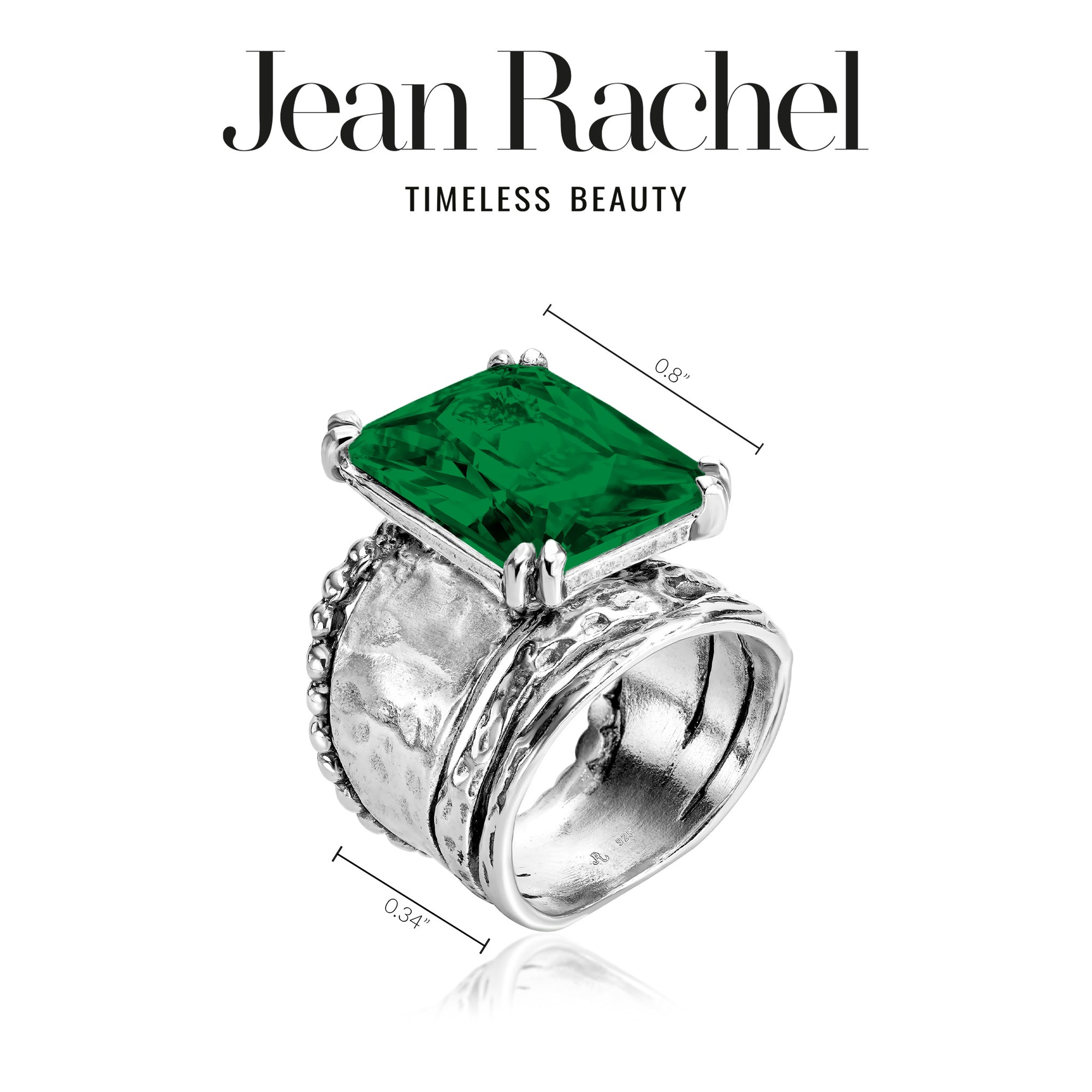 Bold Sterling Silver Octagon Emerald CZ Ring