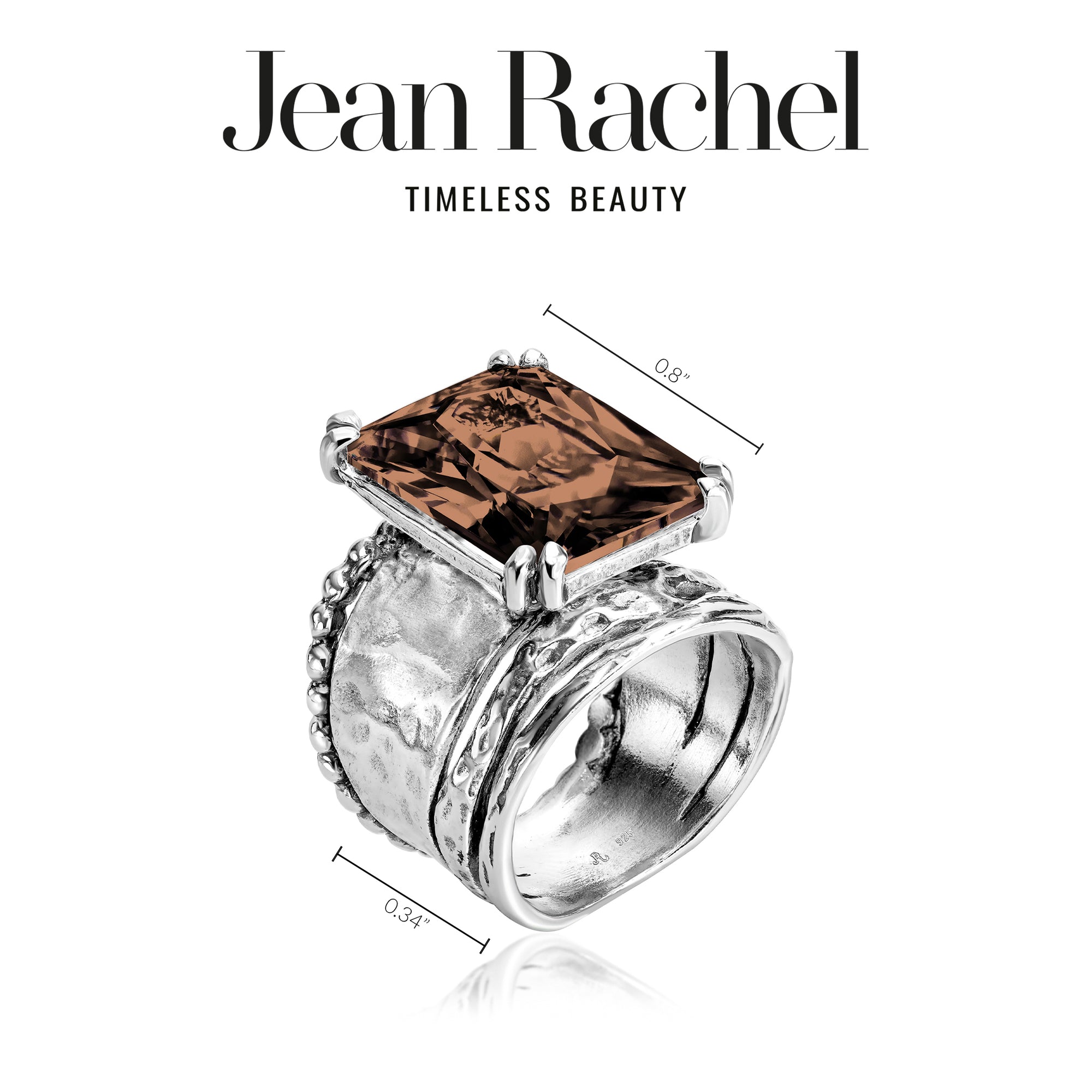 Bold Sterling Silver Octagon Smokey CZ Ring