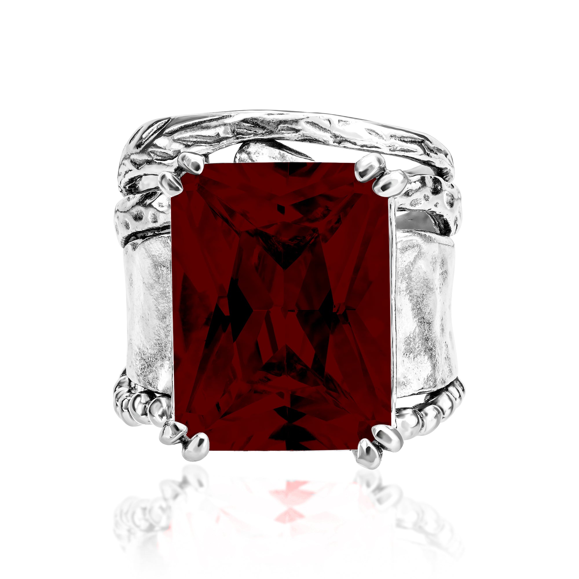 Auffälliger Sterlingsilber-Ring mit achteckigem Zirkonia