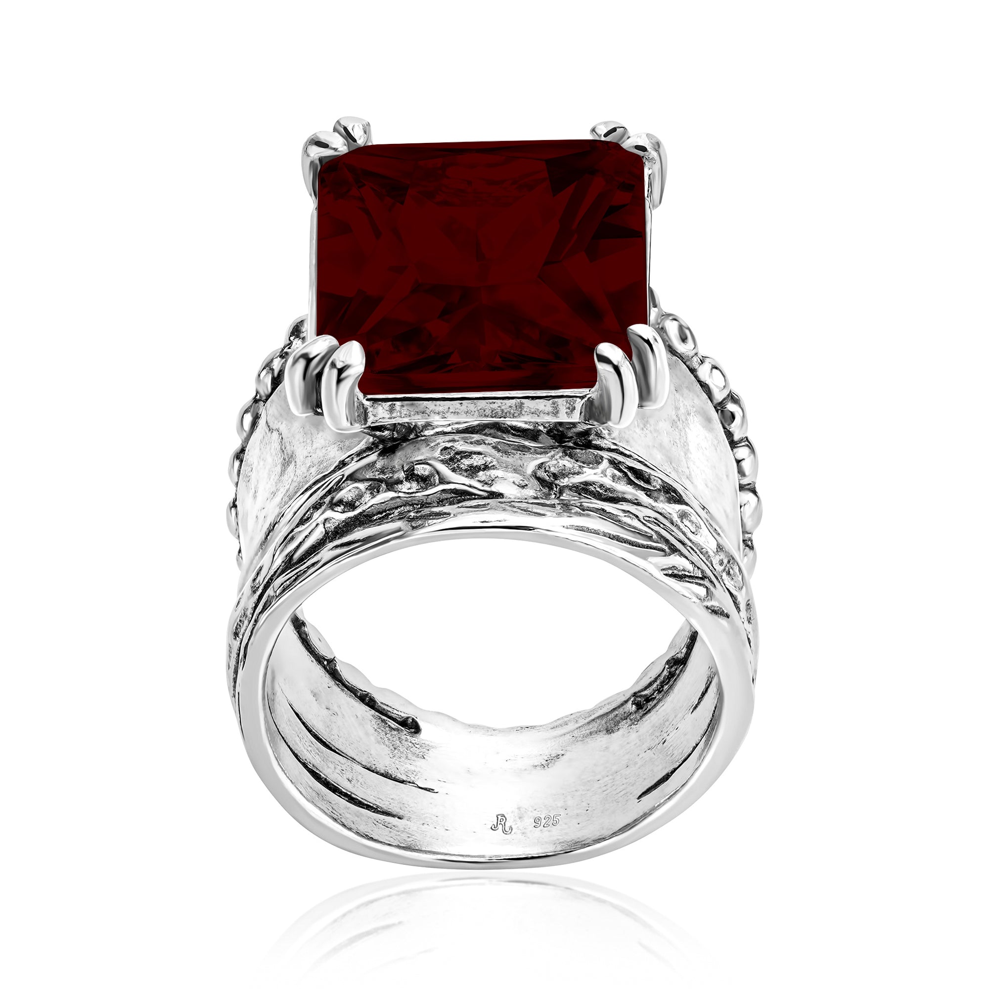 Auffälliger Sterlingsilber-Ring mit achteckigem Zirkonia
