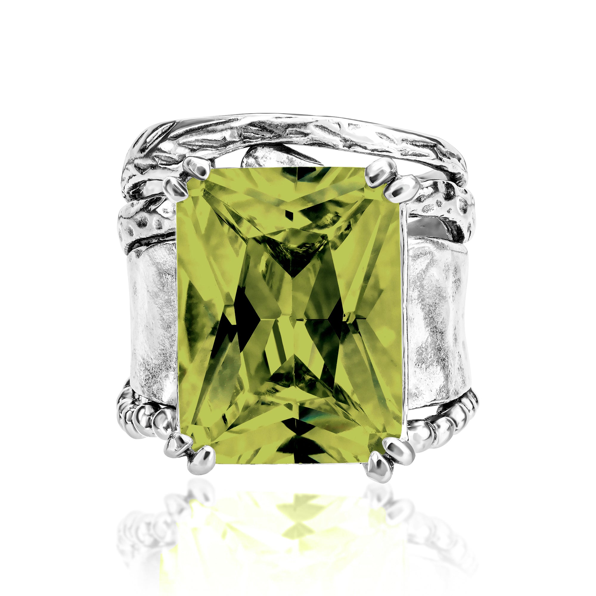 Auffälliger Sterlingsilber-Ring mit achteckigem Zirkonia