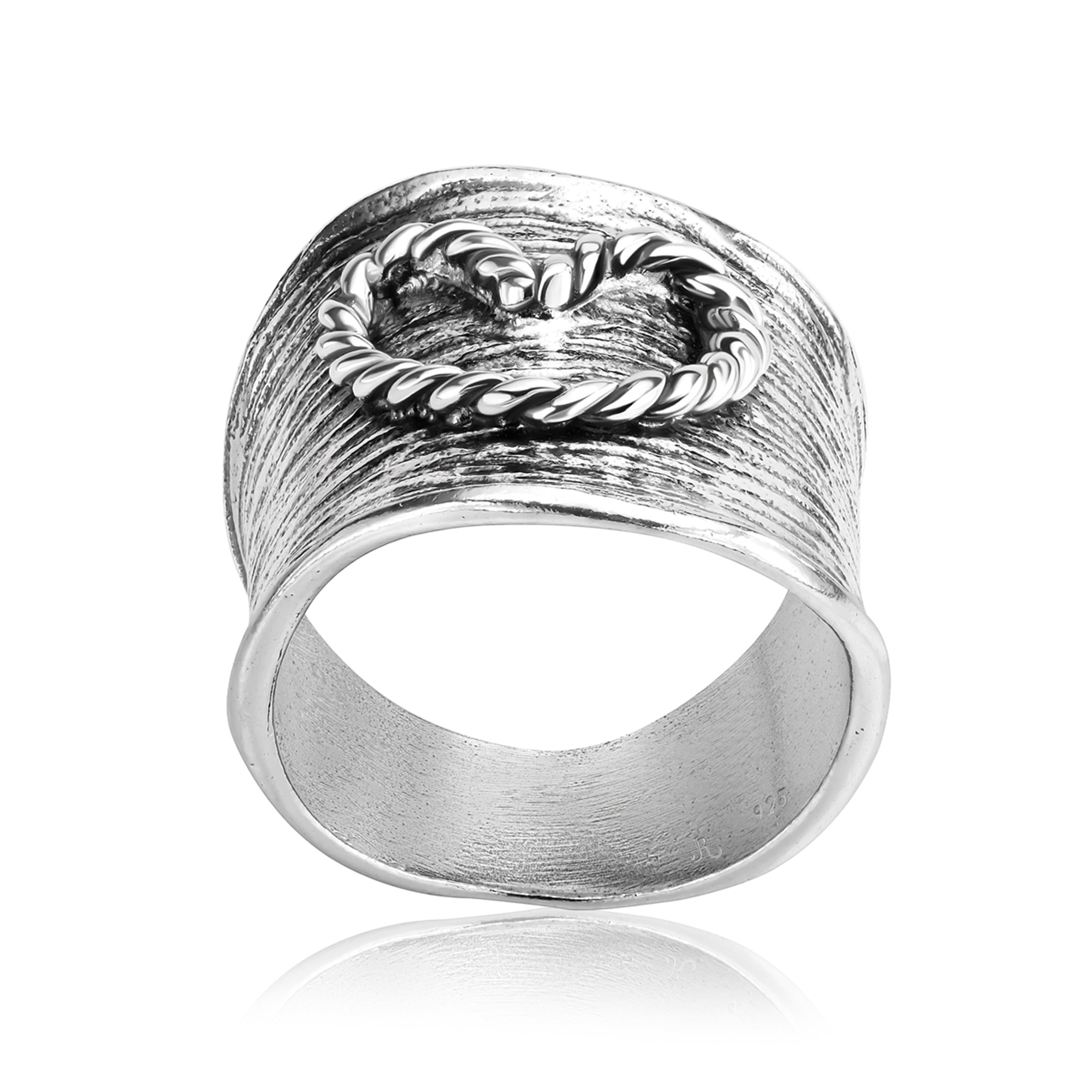 Breiter geflochtener Herzring aus Sterlingsilber