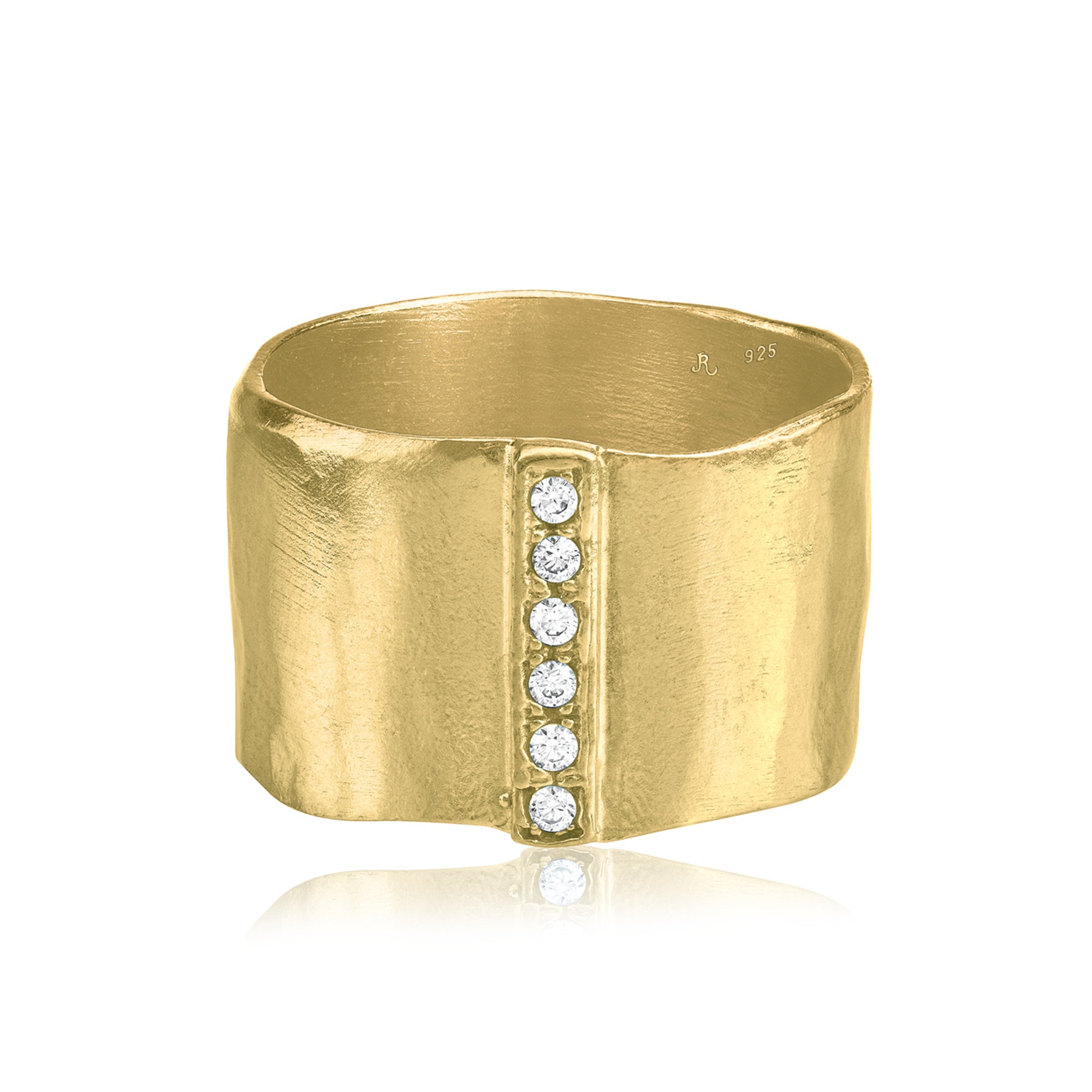 Breiter 14K Gold über Sterling Silber CZ Ring