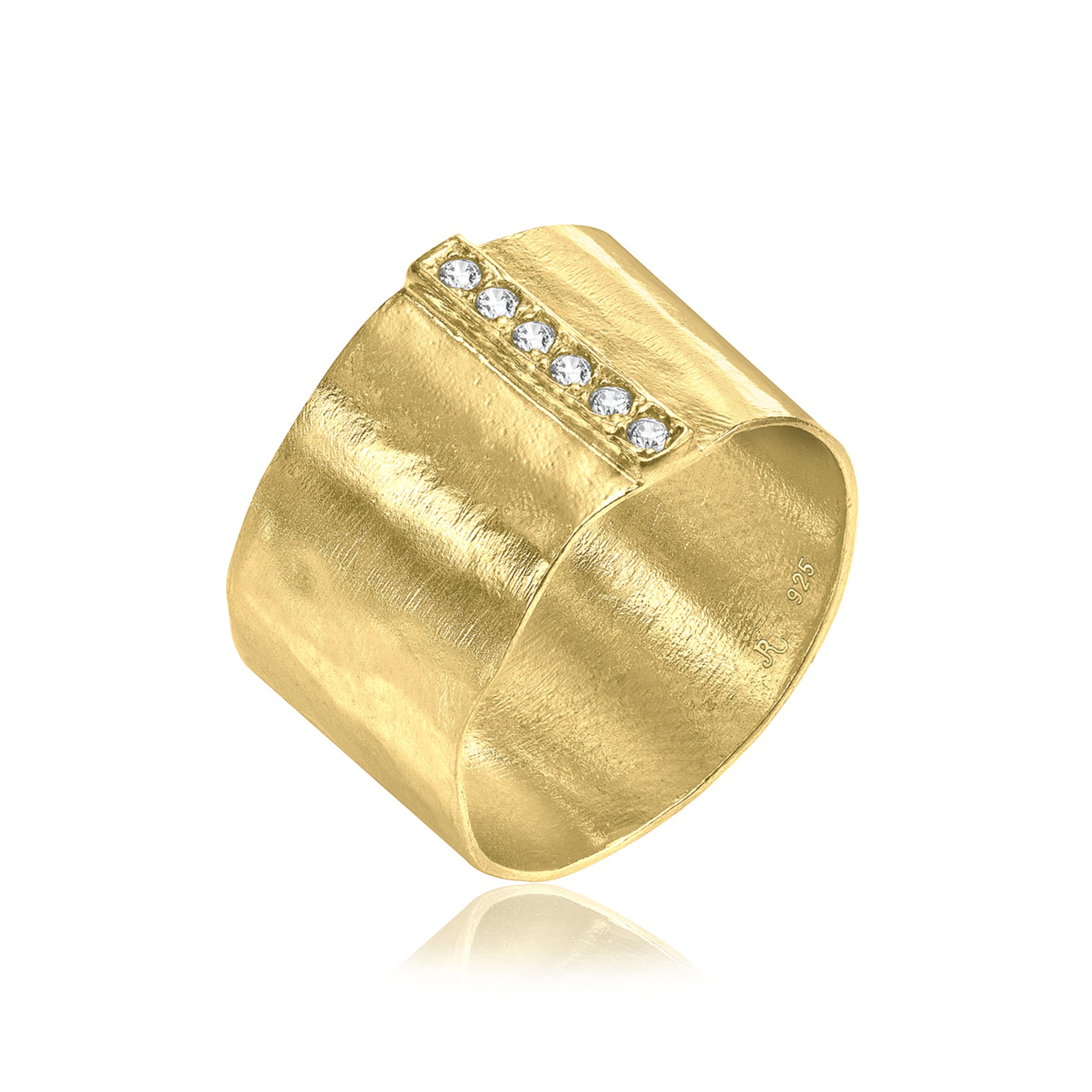Breiter 14K Gold über Sterling Silber CZ Ring
