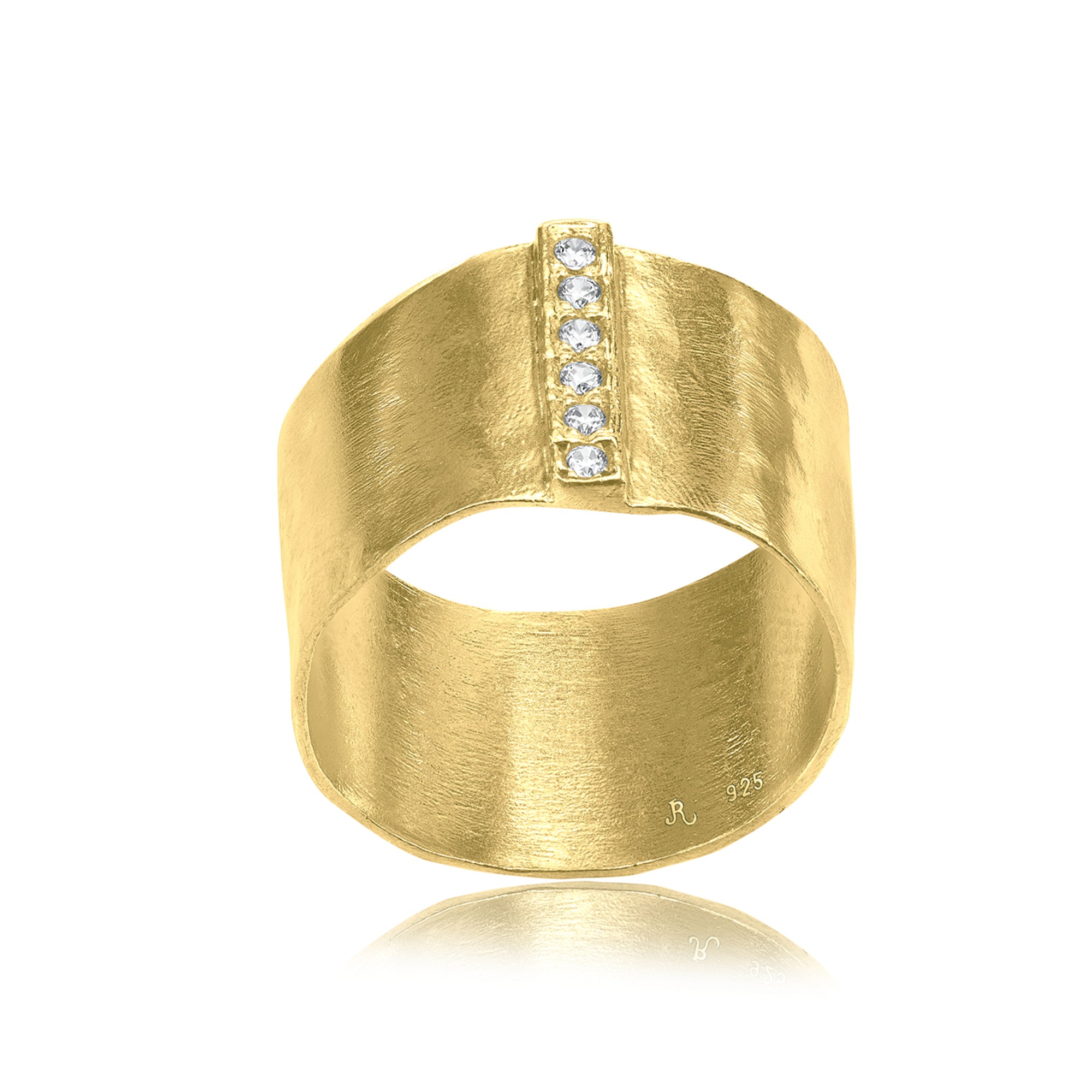 Breiter 14K Gold über Sterling Silber CZ Ring
