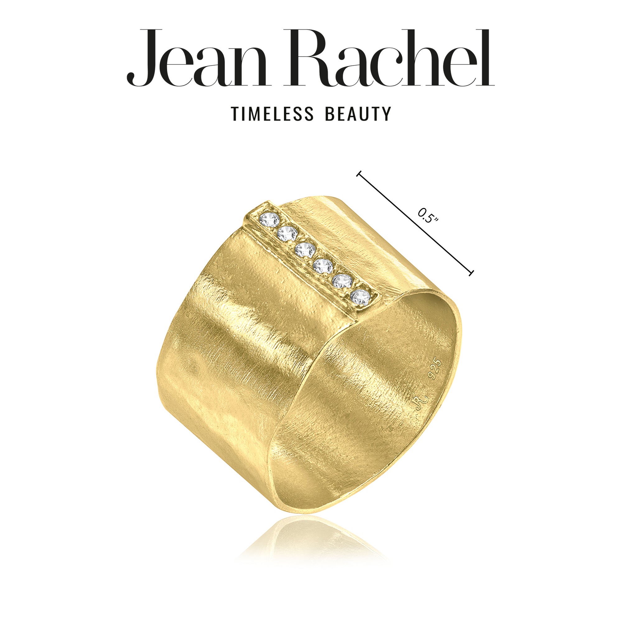 Breiter 14K Gold über Sterling Silber CZ Ring