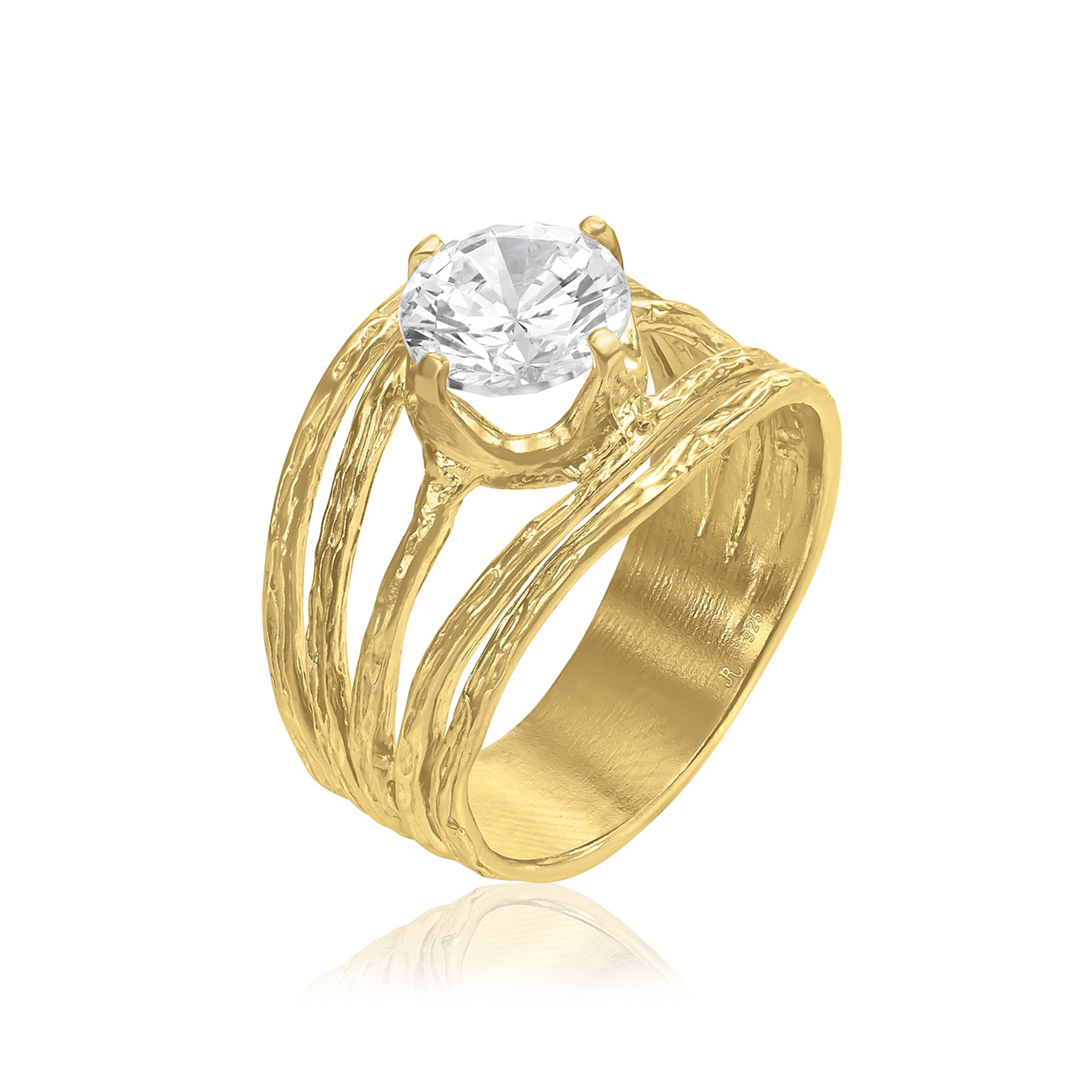 Anello in oro 14K su argento sterling con zirconi cubici galleggianti