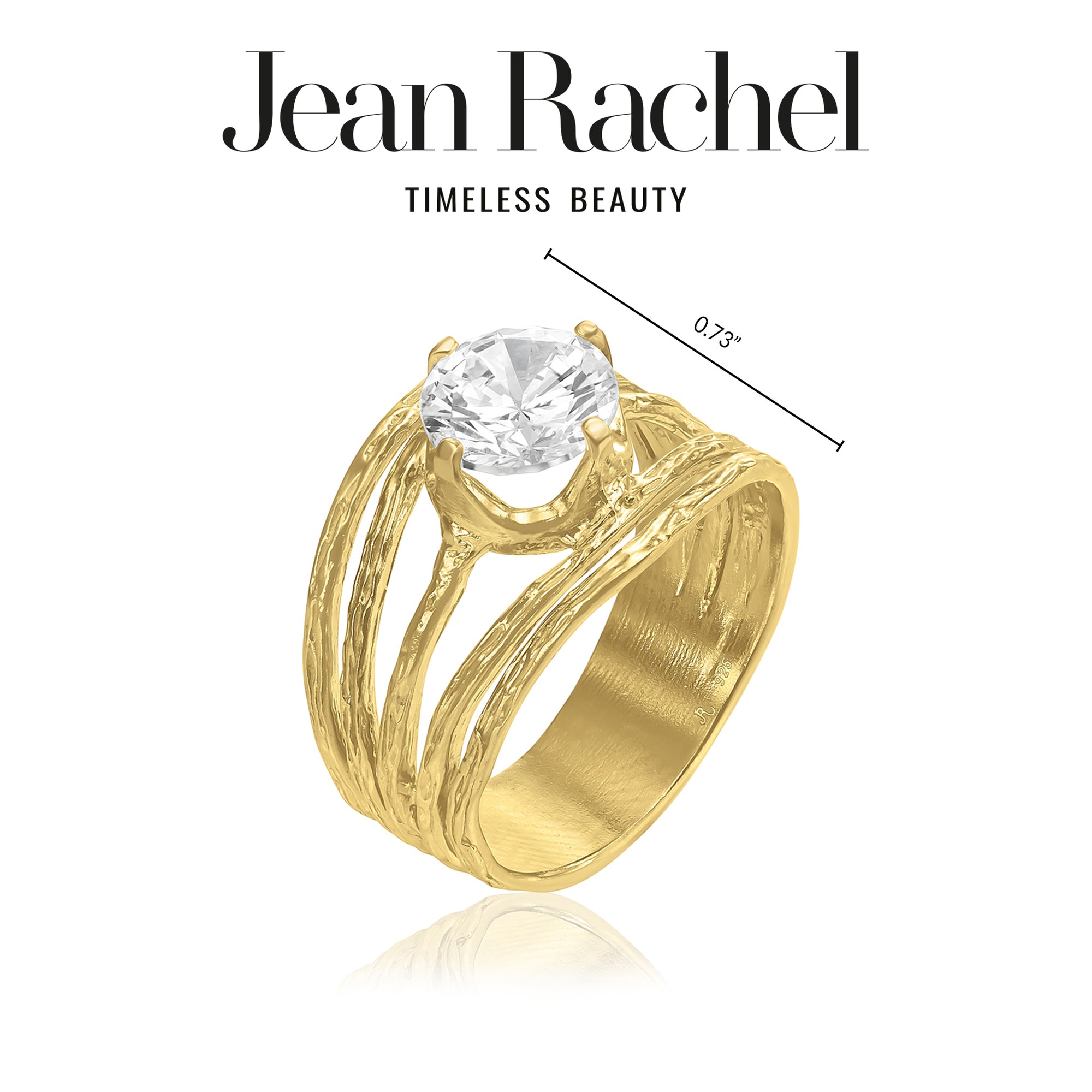 Anello in oro 14K su argento sterling con zirconi cubici galleggianti
