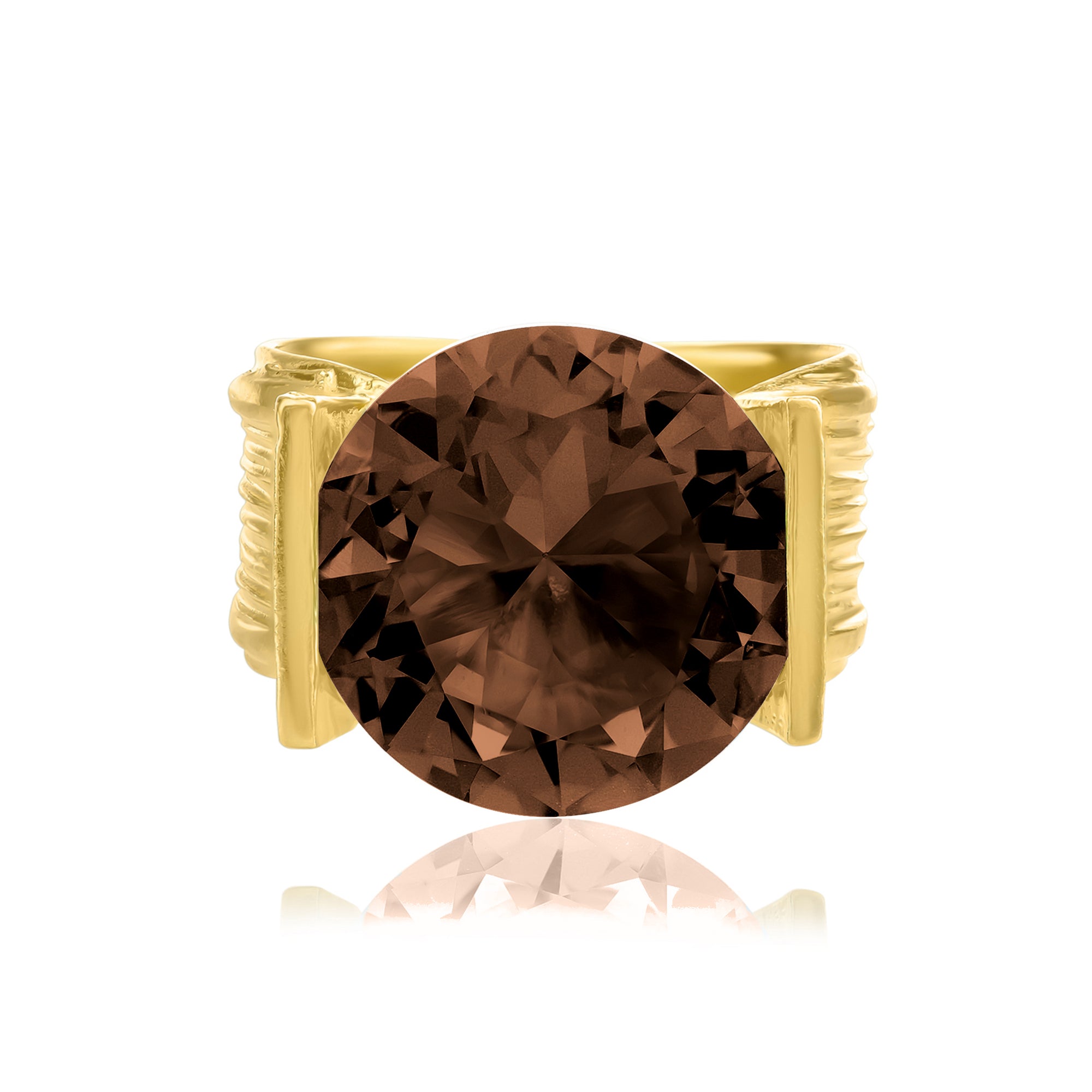 14K Gold Over Sterling Silver Smokey CZ Ring