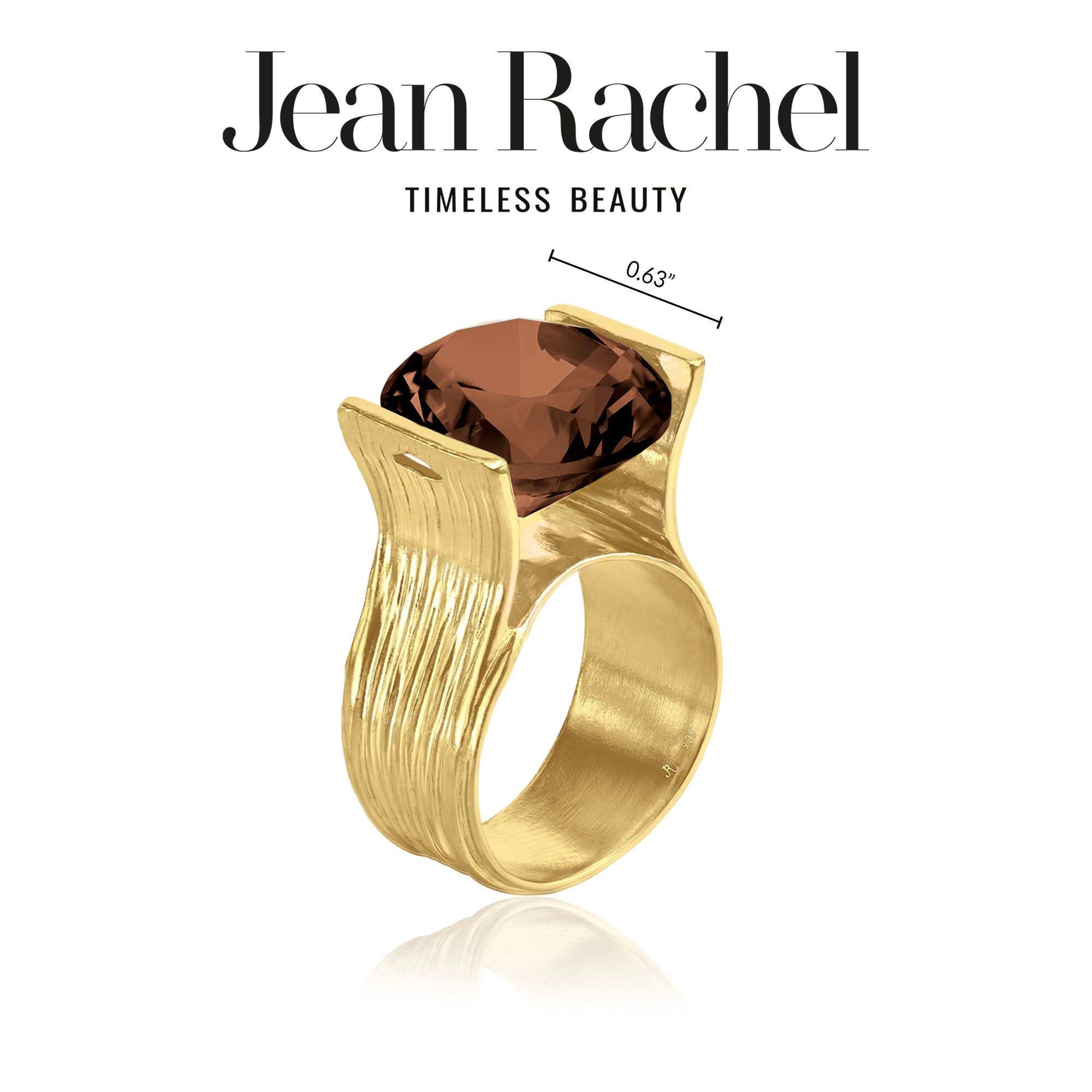 14K Gold Over Sterling Silver Smokey CZ Ring