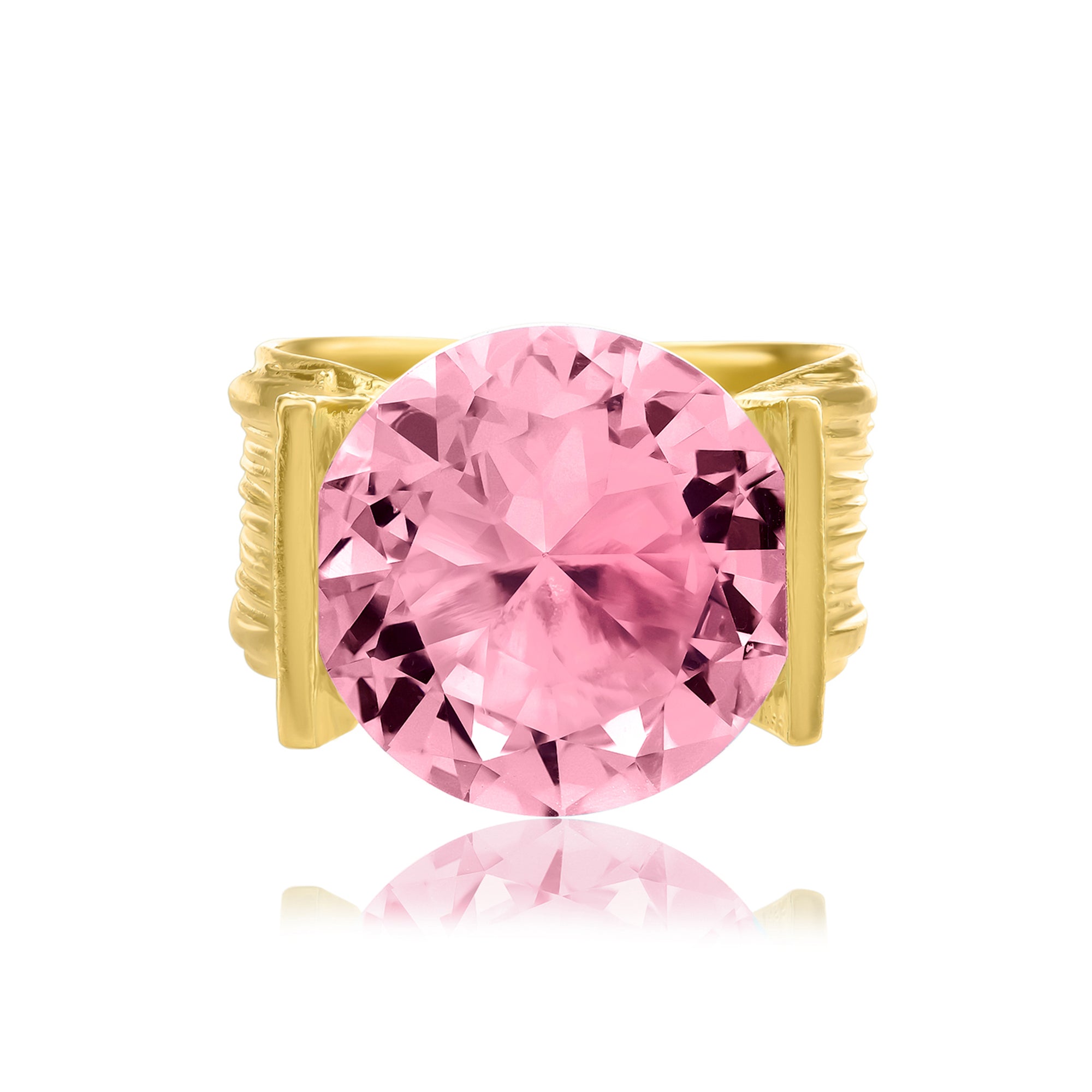14K Gold Over Sterling Silver Pink CZ Ring