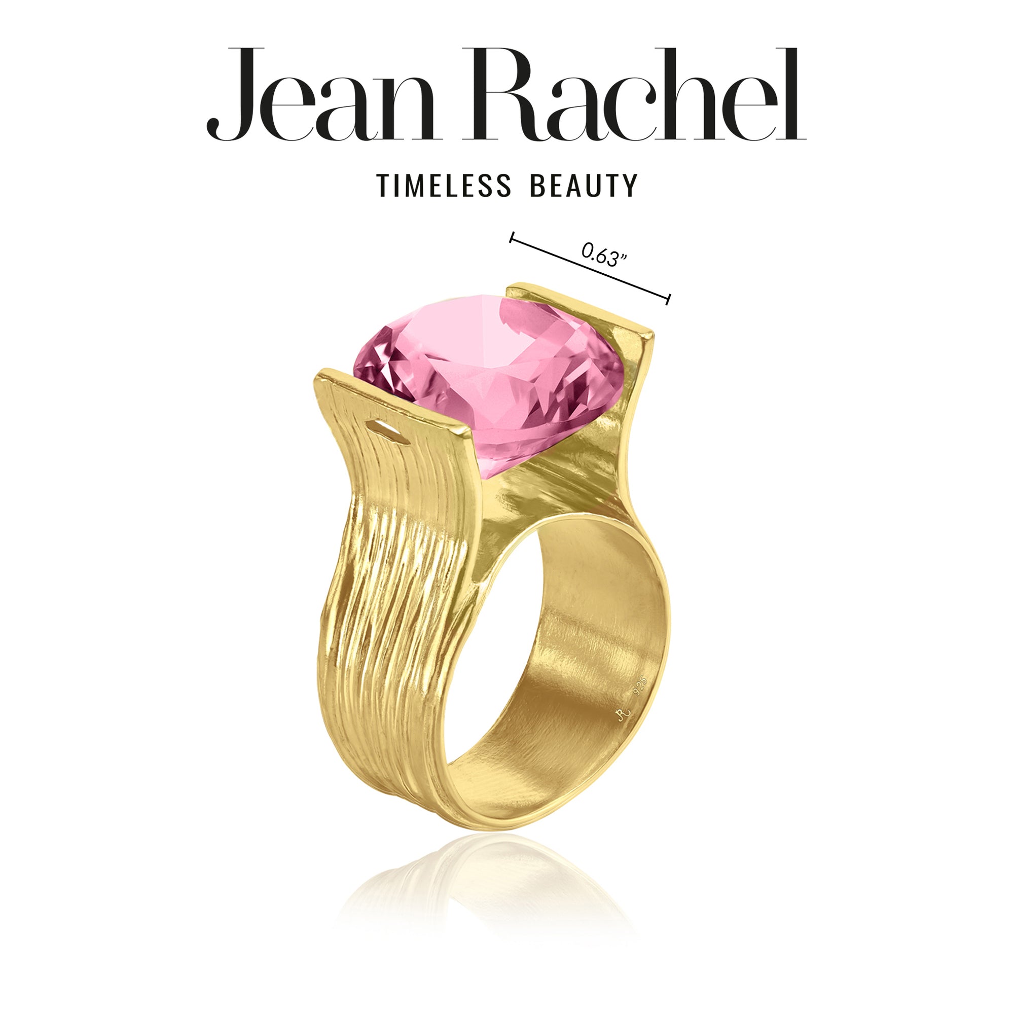 14K Gold Over Sterling Silver Pink CZ Ring