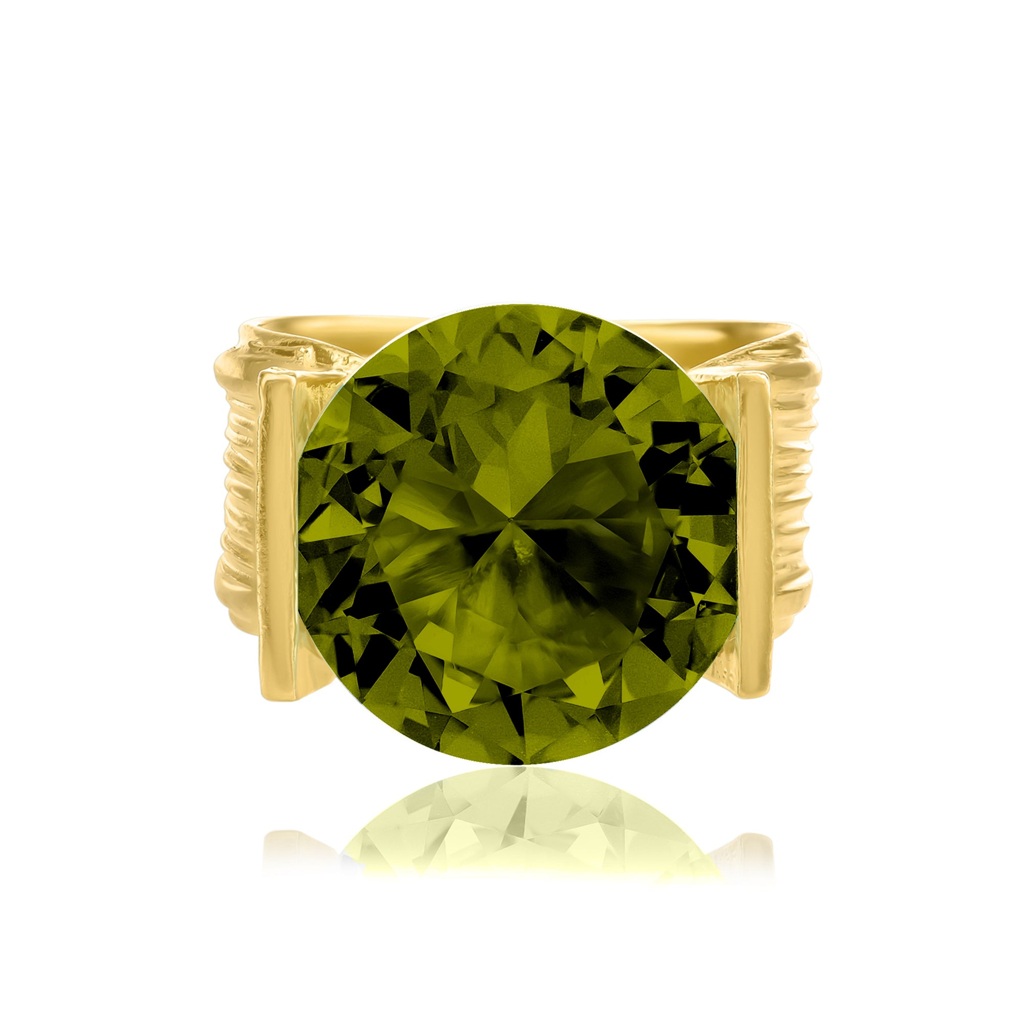 14K Gold Over Sterling Silver Peridot CZ Ring