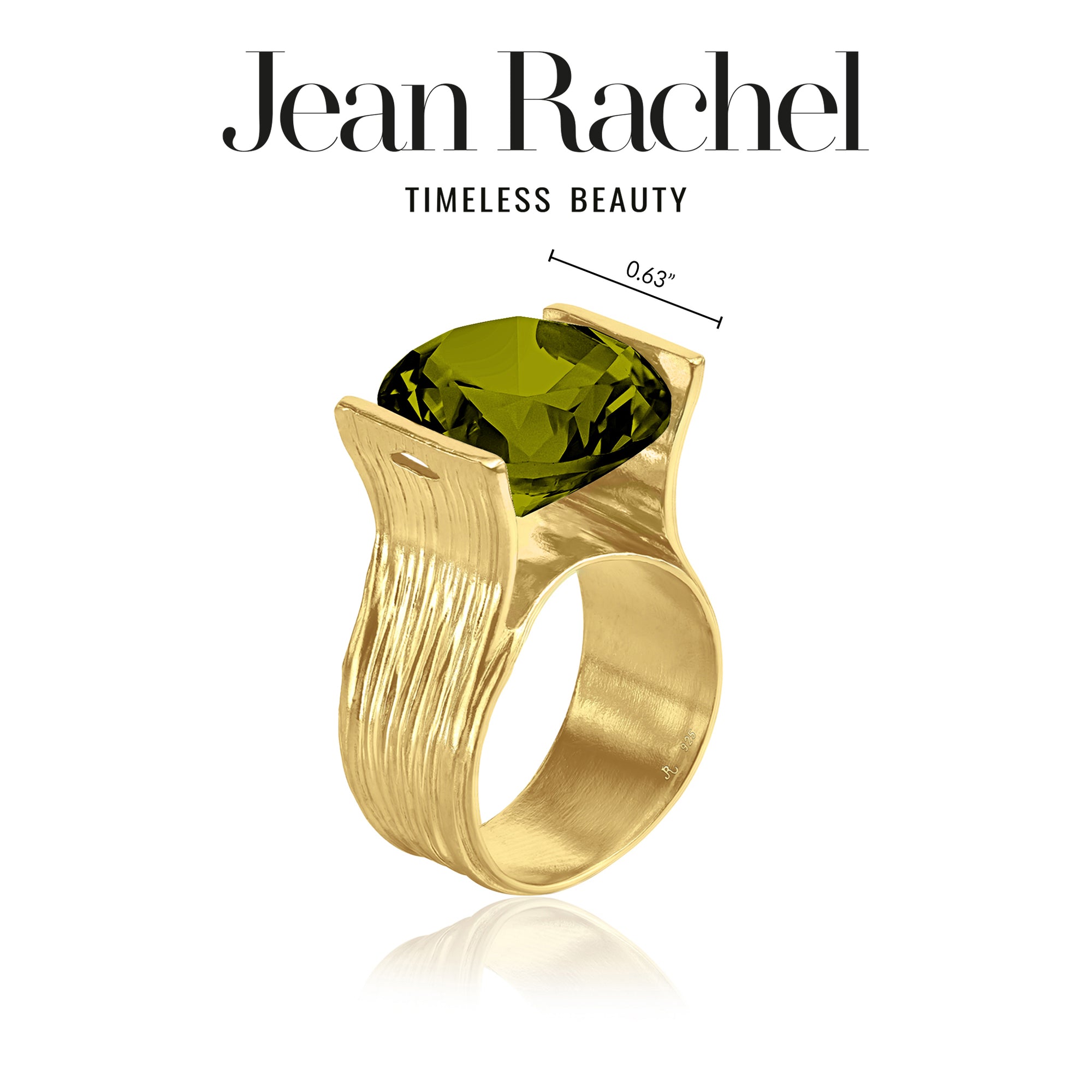 14K Gold Over Sterling Silver Peridot CZ Ring